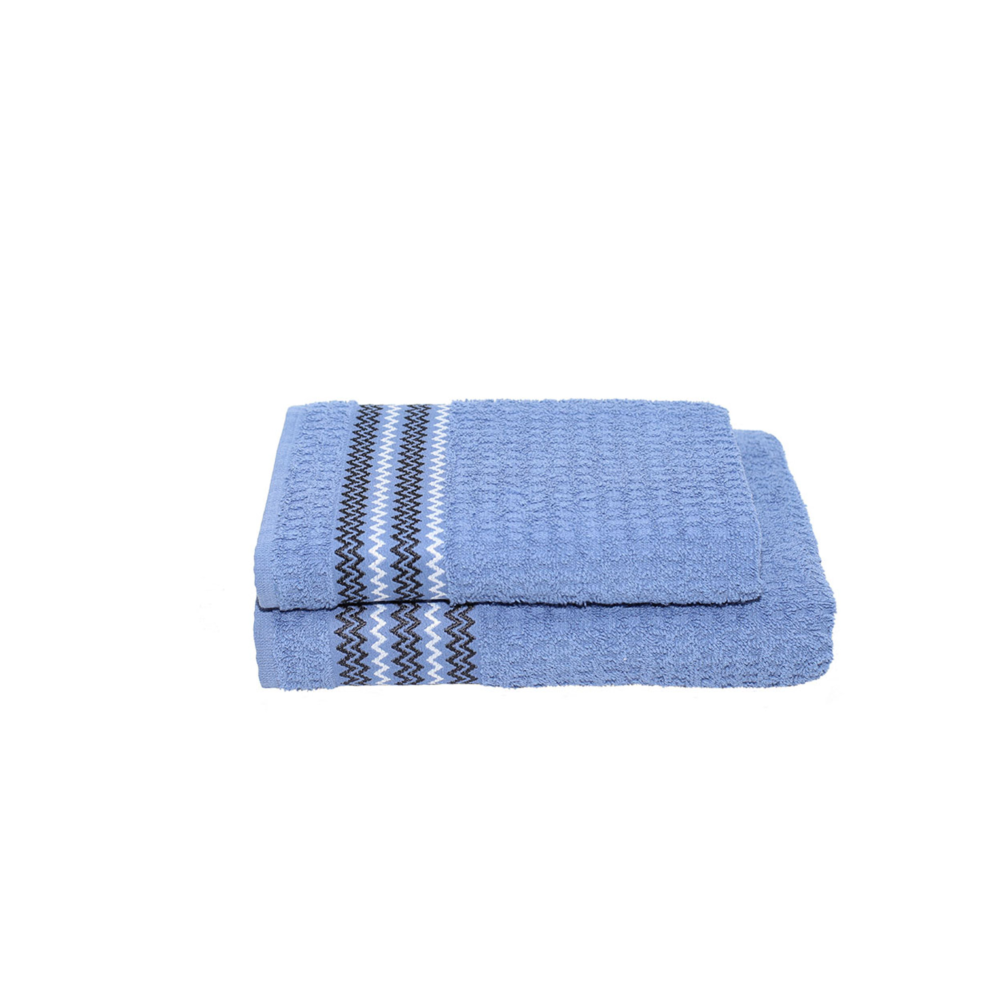 KATE ZIG ZAG Ospite 40x55 e Salvietta 50x100, nero/blu Avvolgente cotone vista0