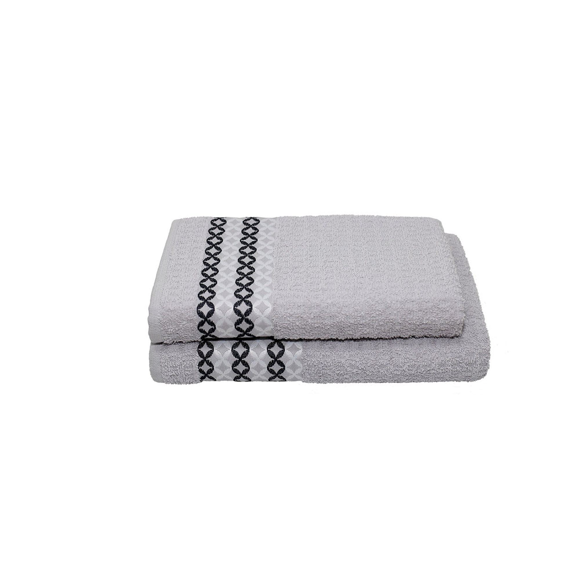 KATE ROMBO Ospite 40x55 e Salvietta 50x100, bianco/grigio Avvolgente cotone vista0
