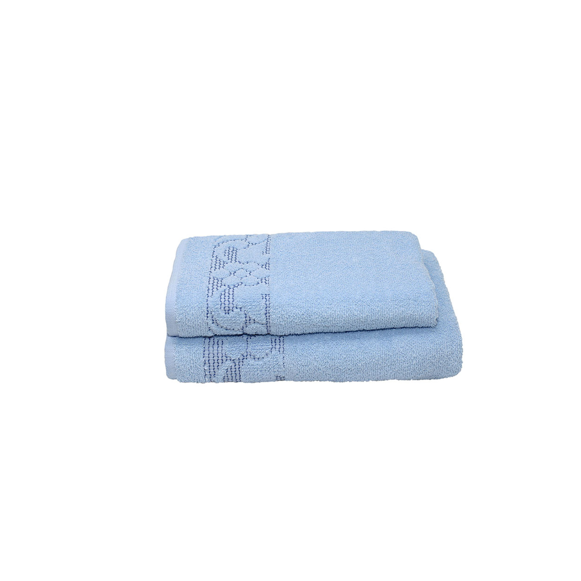 KATE FIORE Ospite 40x55 e Salvietta 50x100, azzurro Avvolgente cotone vista0