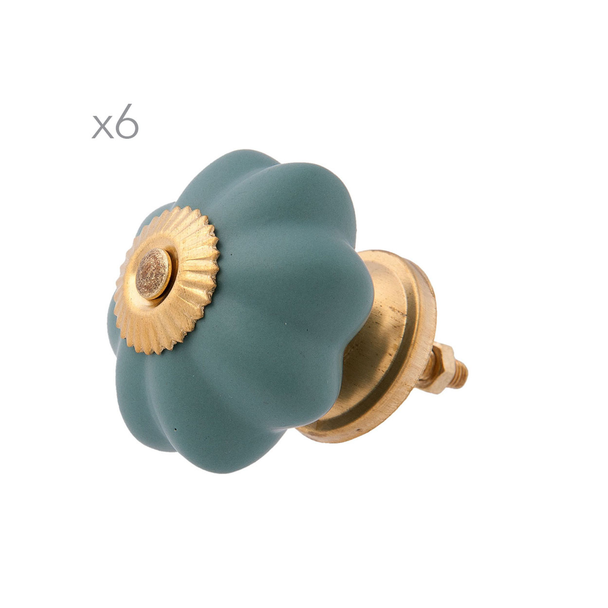 Set 6 pomelli per porta in ceramica, verde Ispirazioni country chic vista0