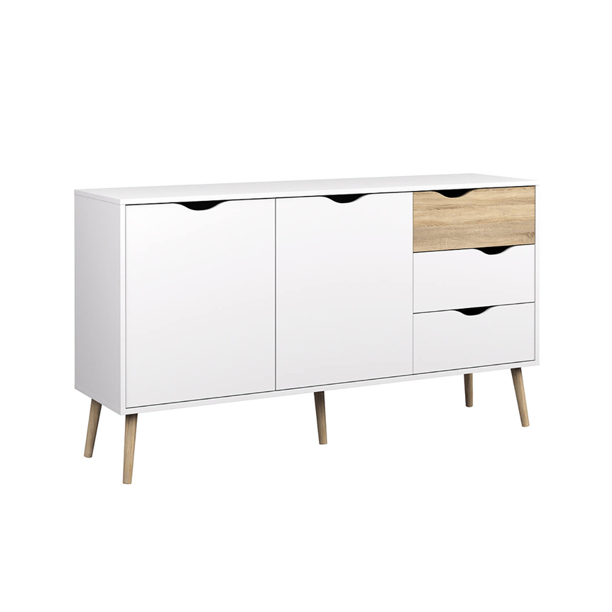 Credenza 2 ante 3 cassetti, bianco/naturale White House vista0
