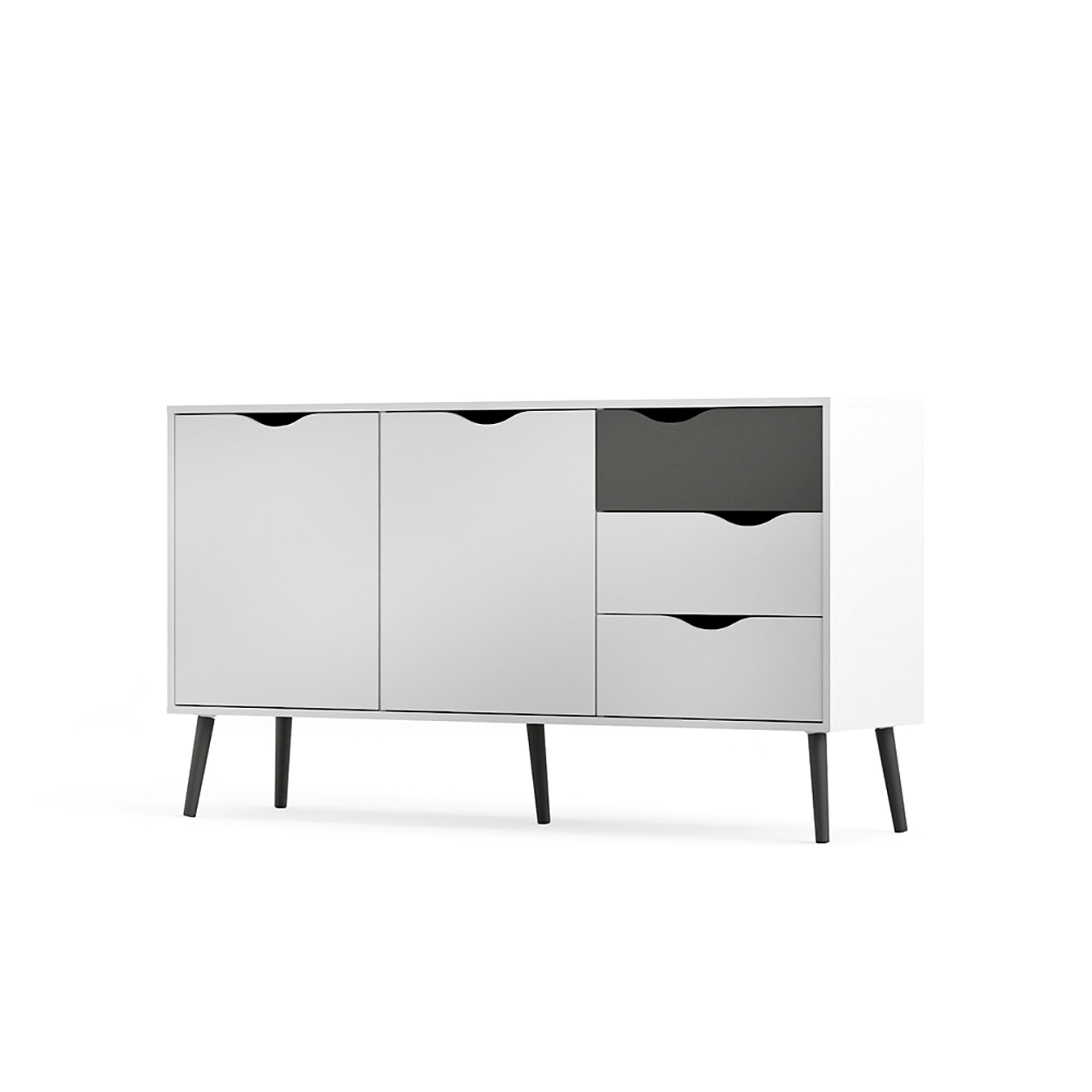 Credenza 2 ante 3 cassetti, bianco/nero White House vista1