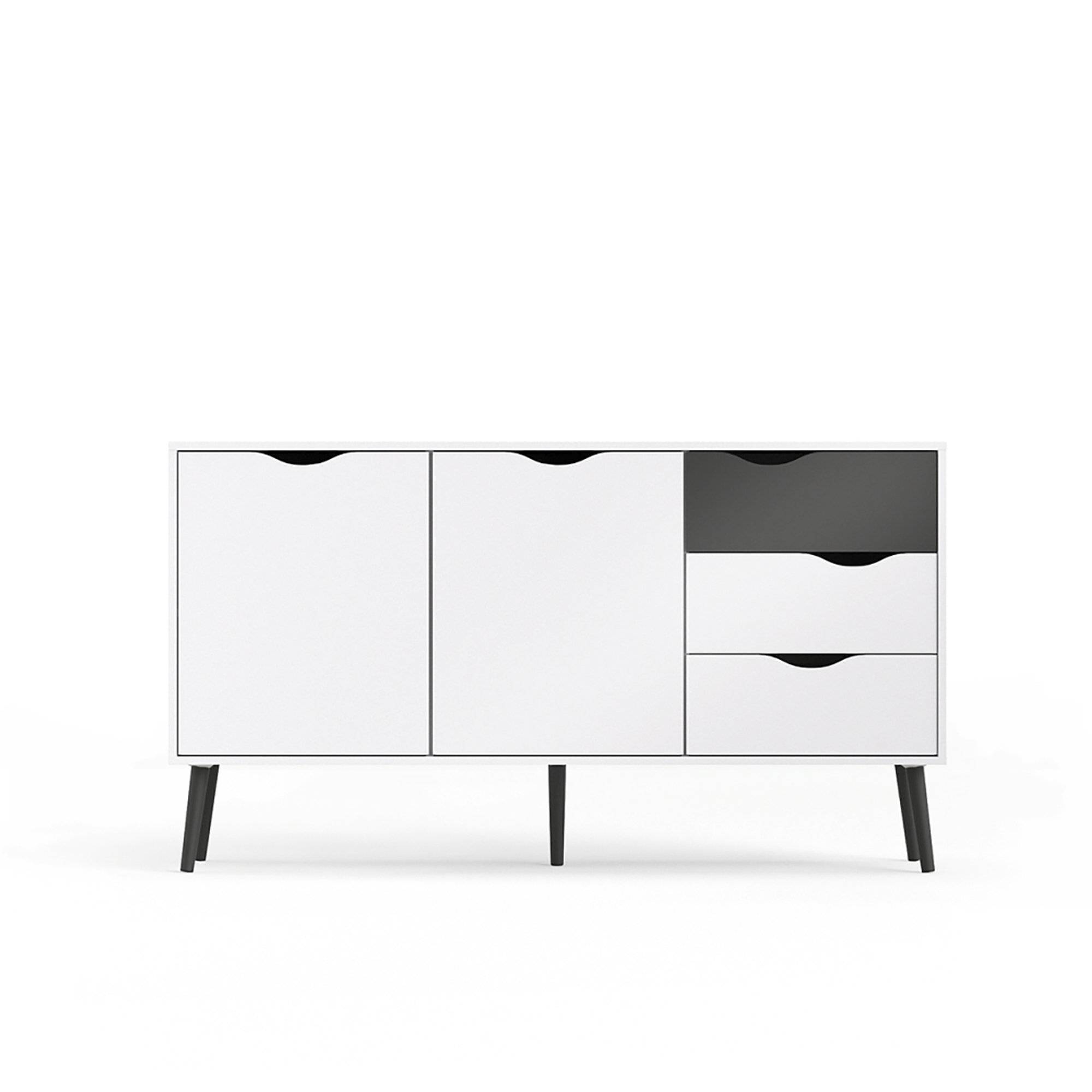 Credenza 2 ante 3 cassetti, bianco/nero White House vista2