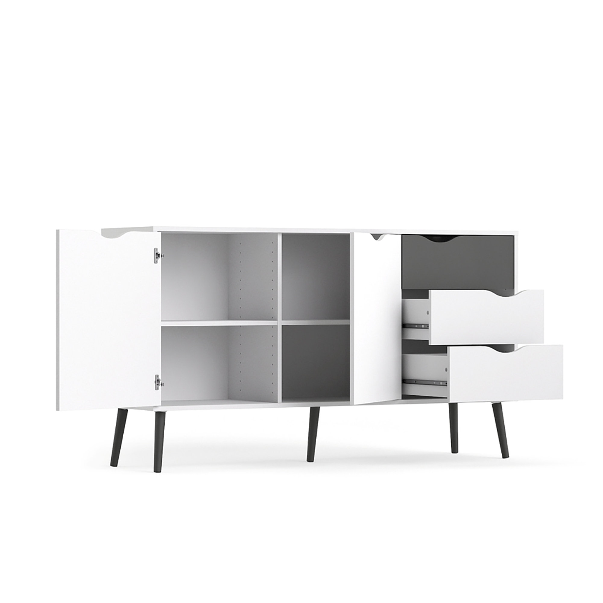 Credenza 2 ante 3 cassetti, bianco/nero White House vista3