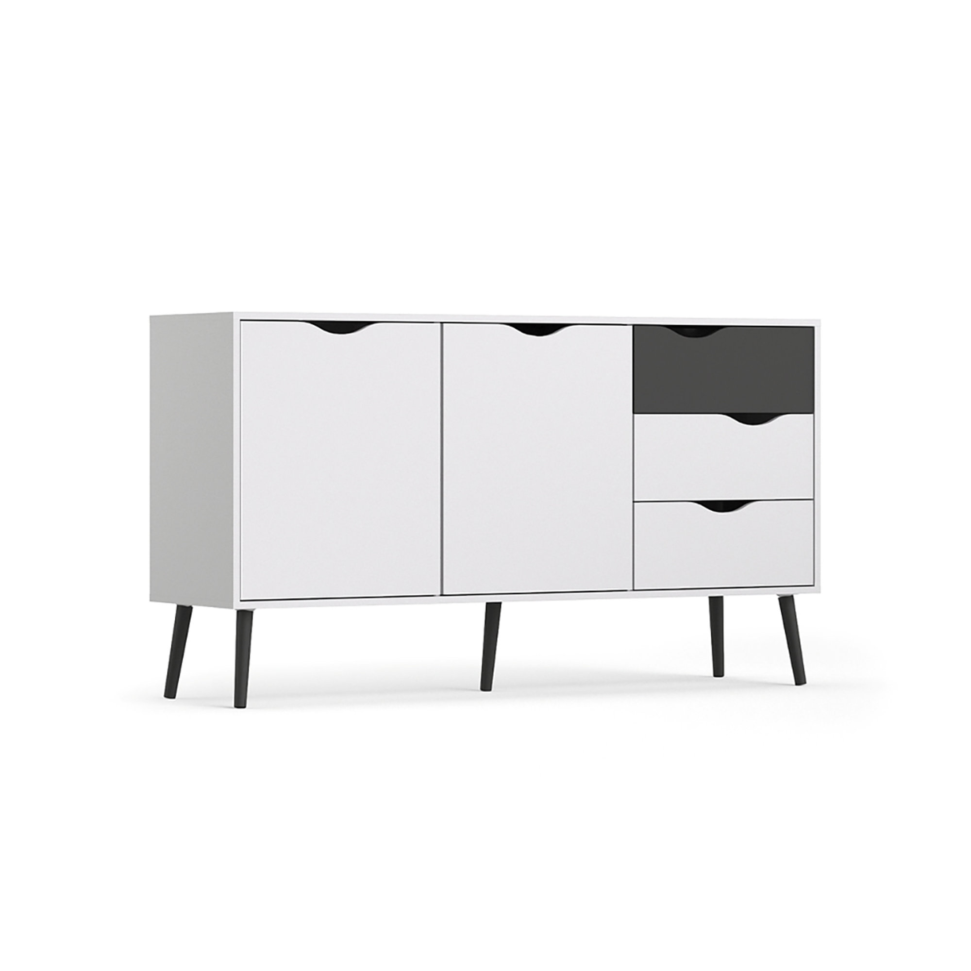 Credenza 2 ante 3 cassetti, bianco/nero White House vista0