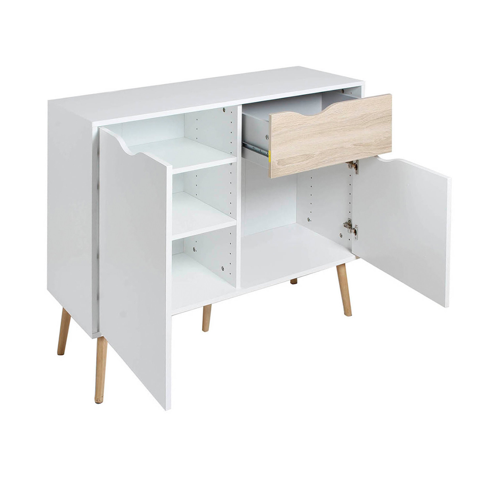 Credenza 2 ante 1 cassetto, bianco White House vista1