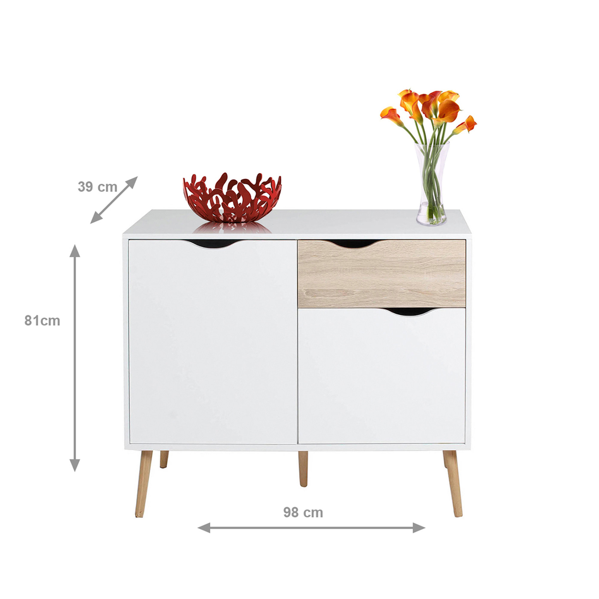 Credenza 2 ante 1 cassetto, bianco White House vista4