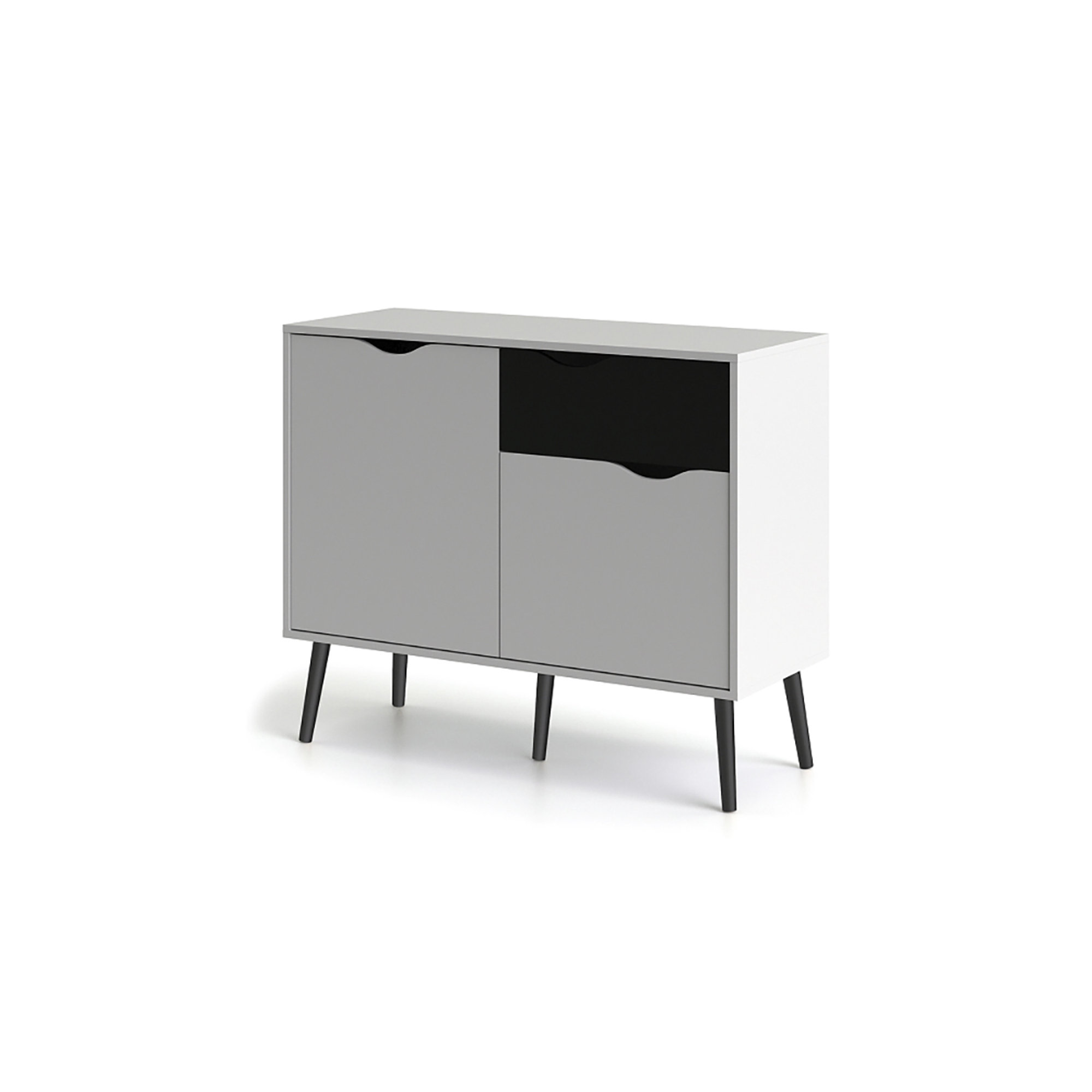 Credenza 2 ante 1 cassetto, bianco/nero White House vista1