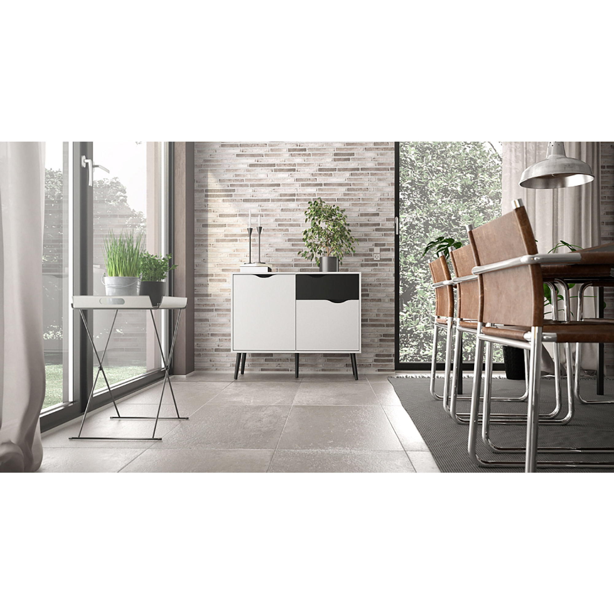 Credenza 2 ante 1 cassetto, bianco/nero White House vista7