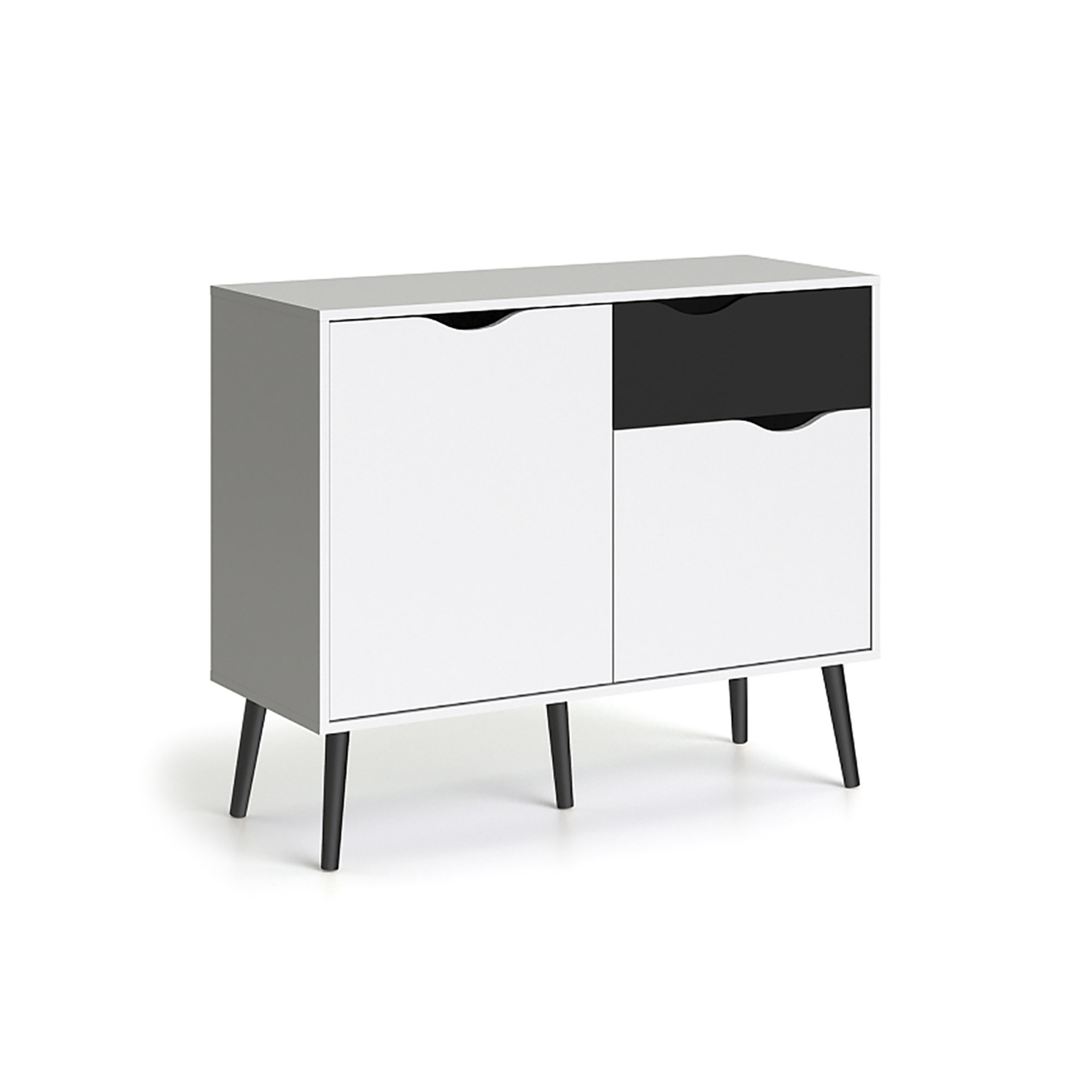 Credenza 2 ante 1 cassetto, bianco/nero White House vista0