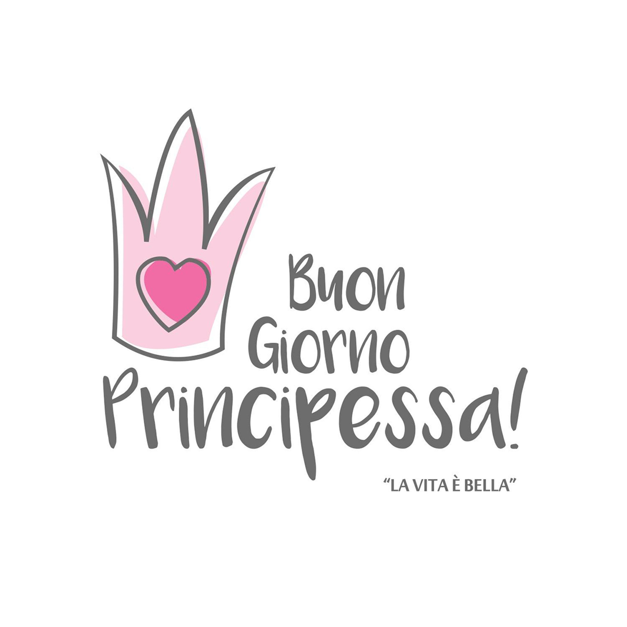 Adesivo da muro "Buongiorno Principessa", rosa/grigio White House vista0