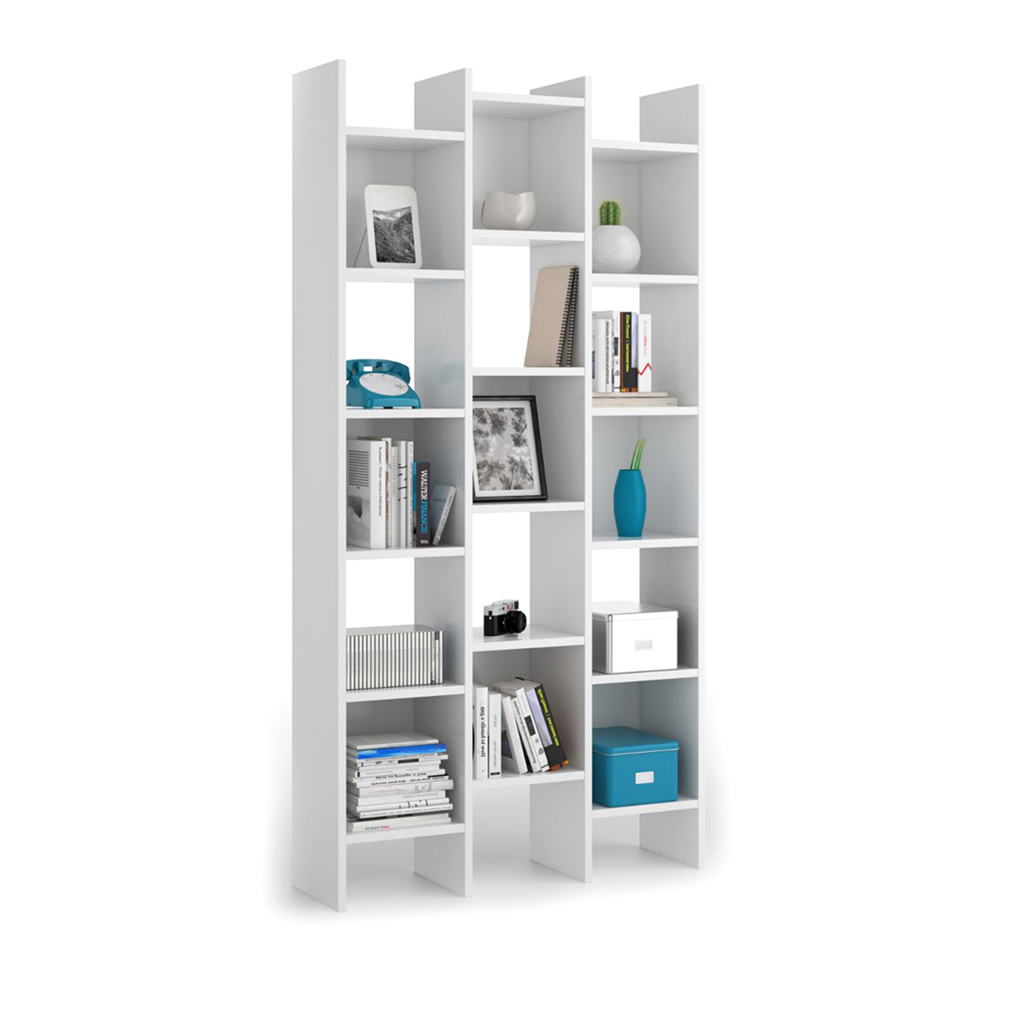 Libreria alta in laminato, bianco White House vista0