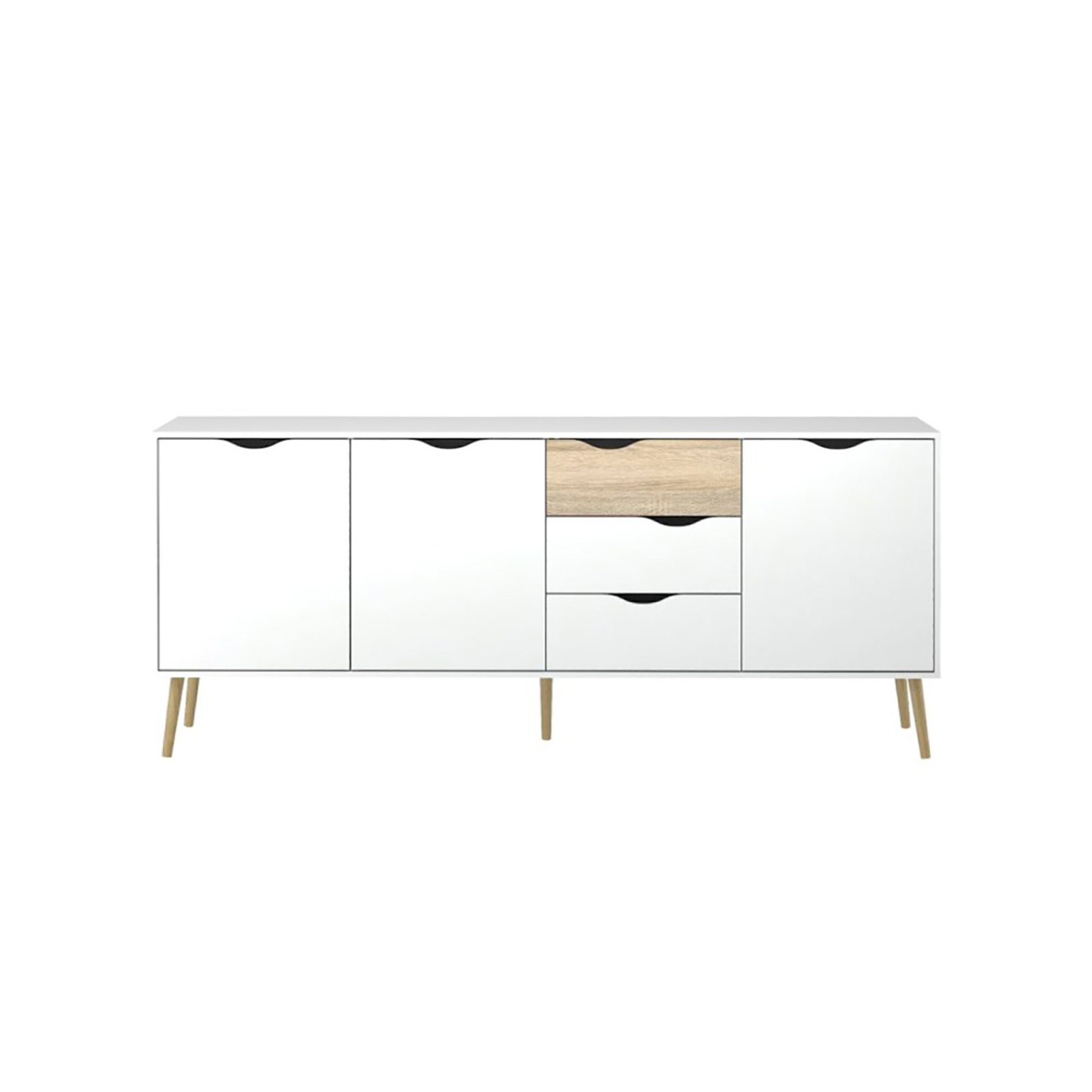 Credenza 3 ante 3 cassetti, bianco/marrone White House vista1