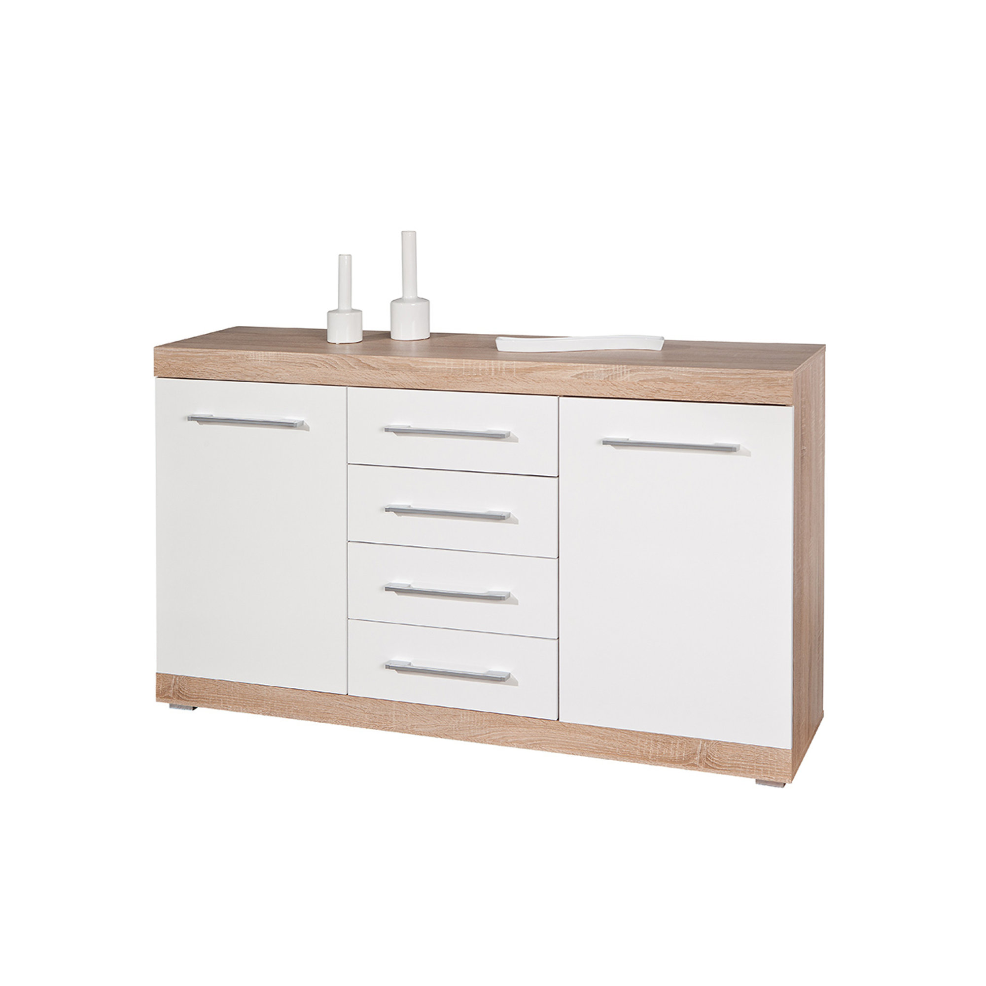 Buffet 2 ante 4 cassetti, rovere/bianco White House vista2