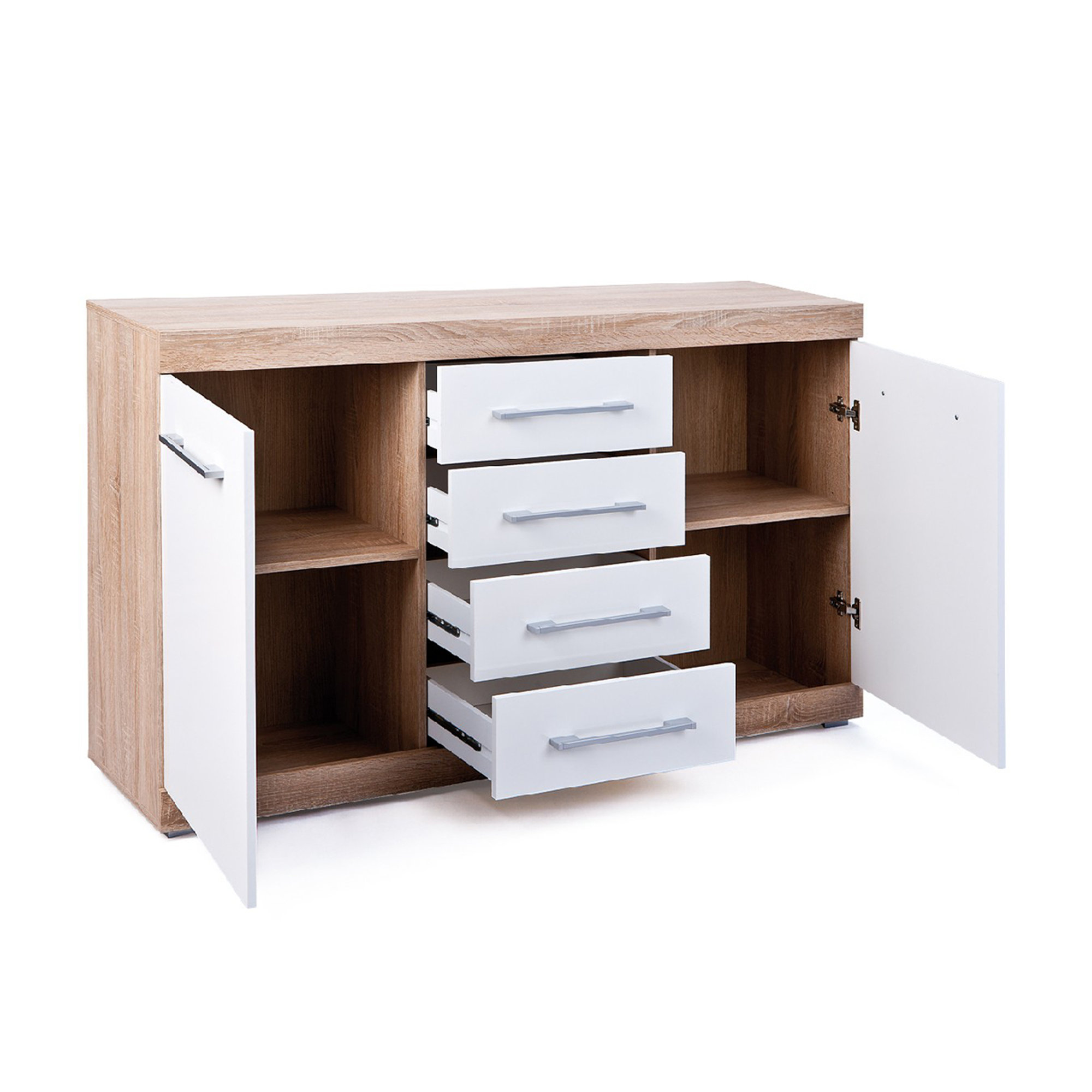 Buffet 2 ante 4 cassetti, rovere/bianco White House vista3