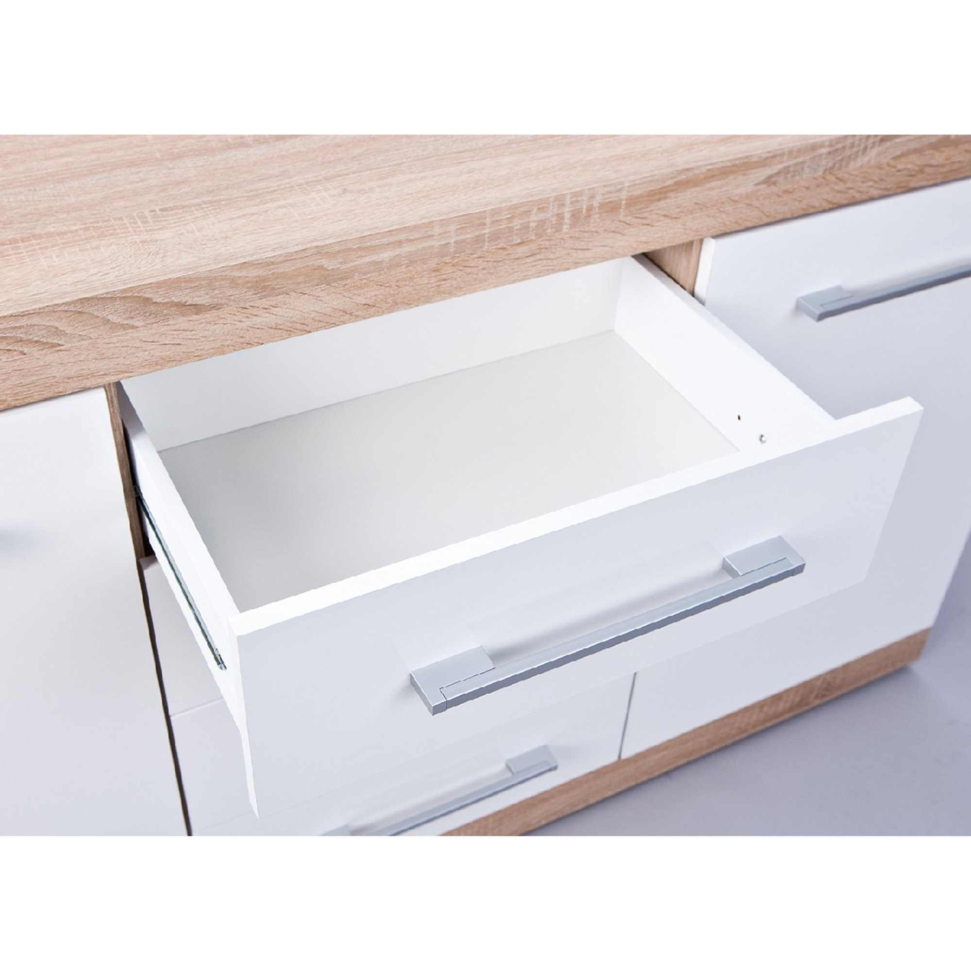Buffet 2 ante 4 cassetti, rovere/bianco White House vista8