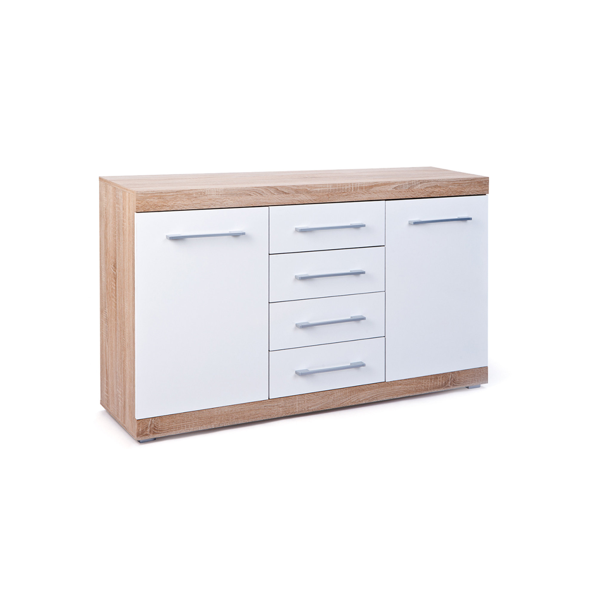 Buffet 2 ante 4 cassetti, rovere/bianco White House vista0