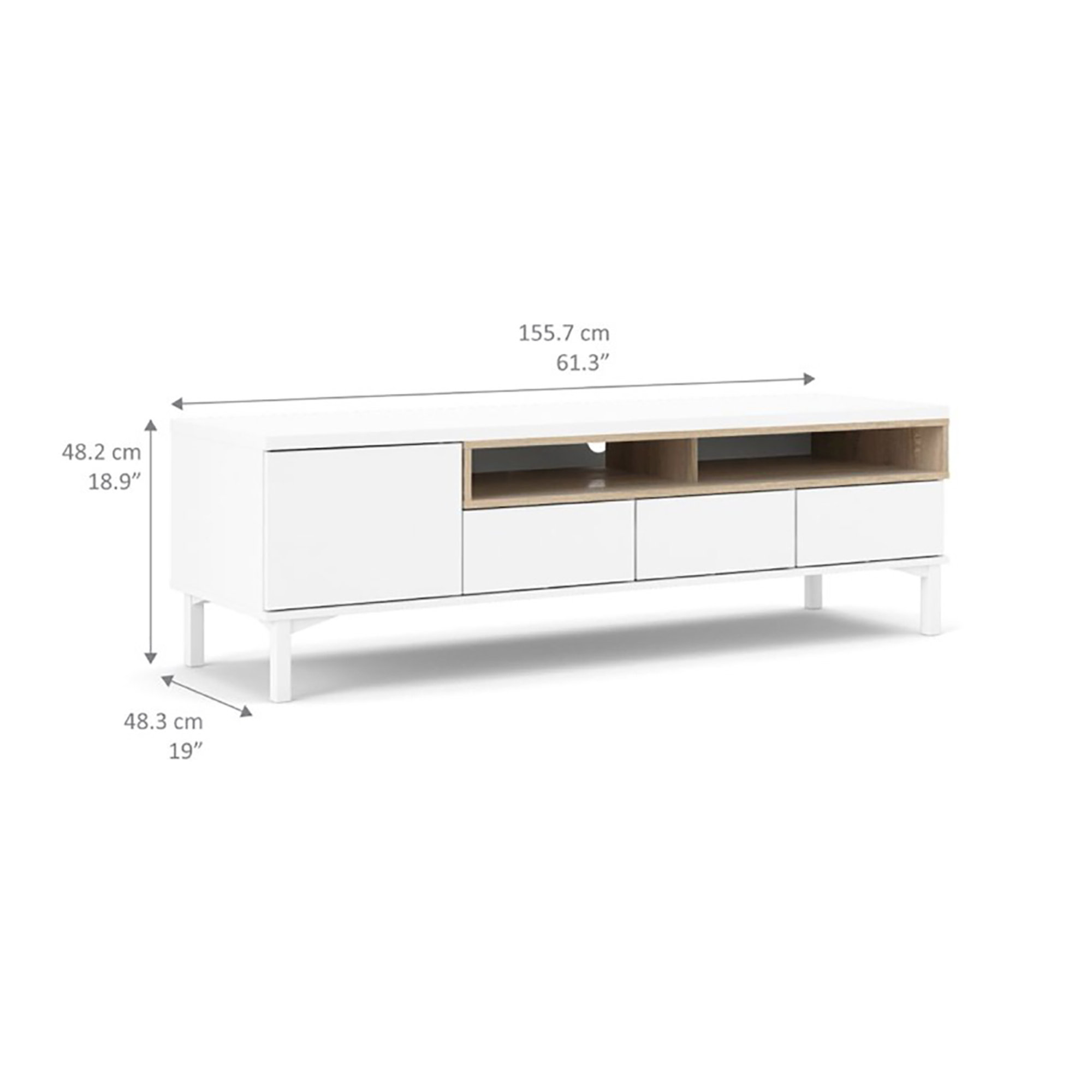 Mobile porta tv, bianco/naturale White House vista6