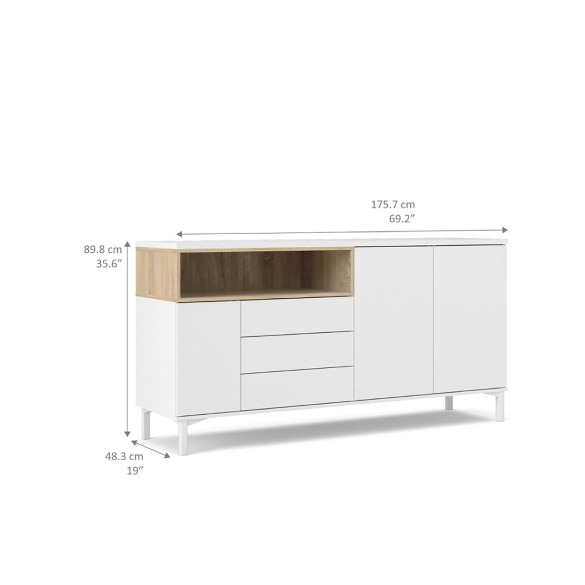 Credenza, bianco/marrone White House vista3