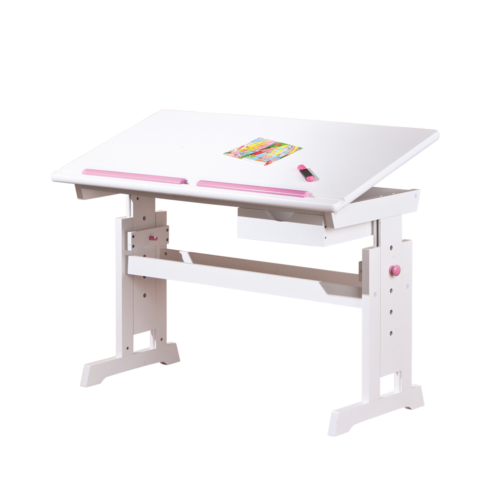 Scrivania piano inclinabile, bianco/rosa White House vista0