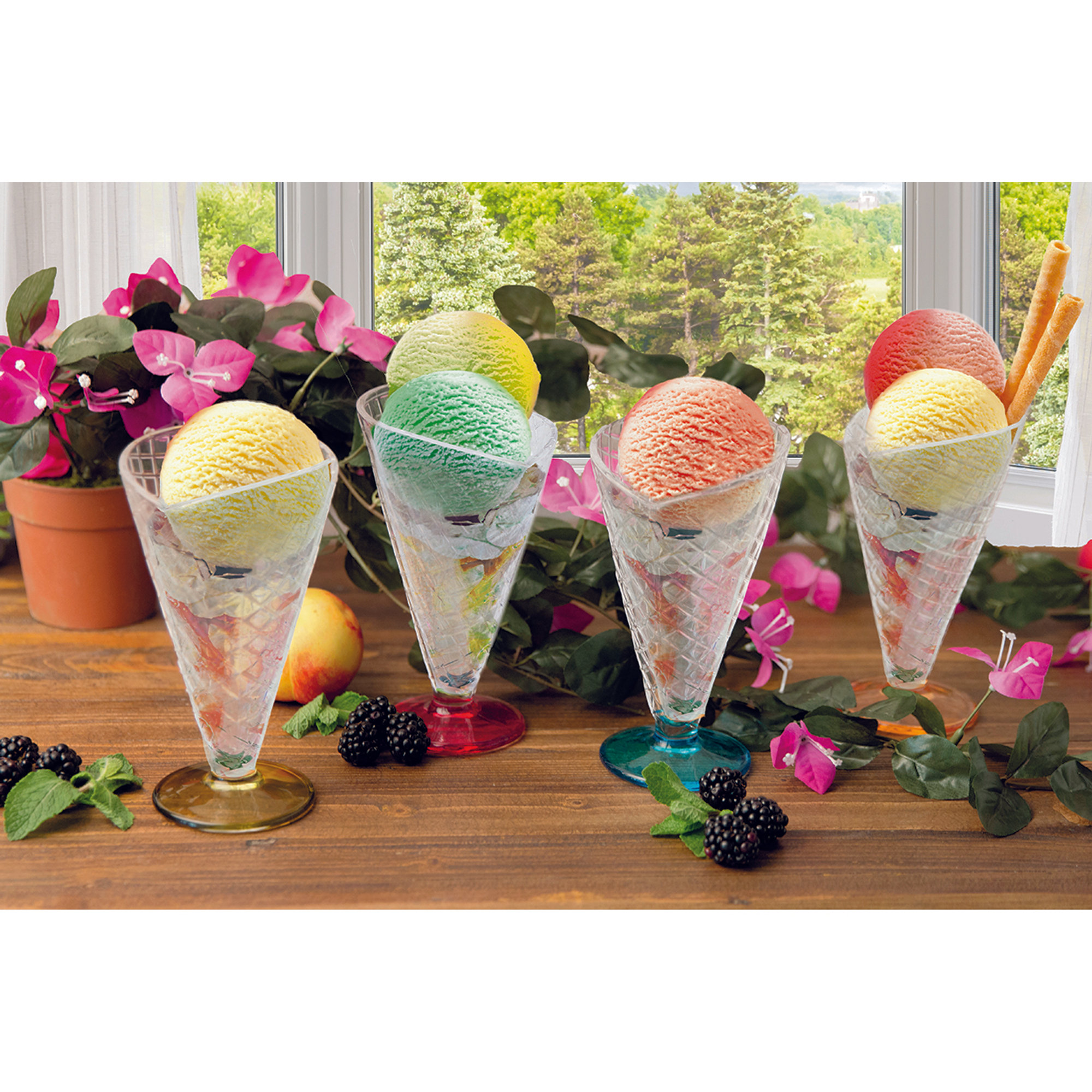 Set 4 coppe gelato Cono 210ml, multicolore Galileo Tavola vista6