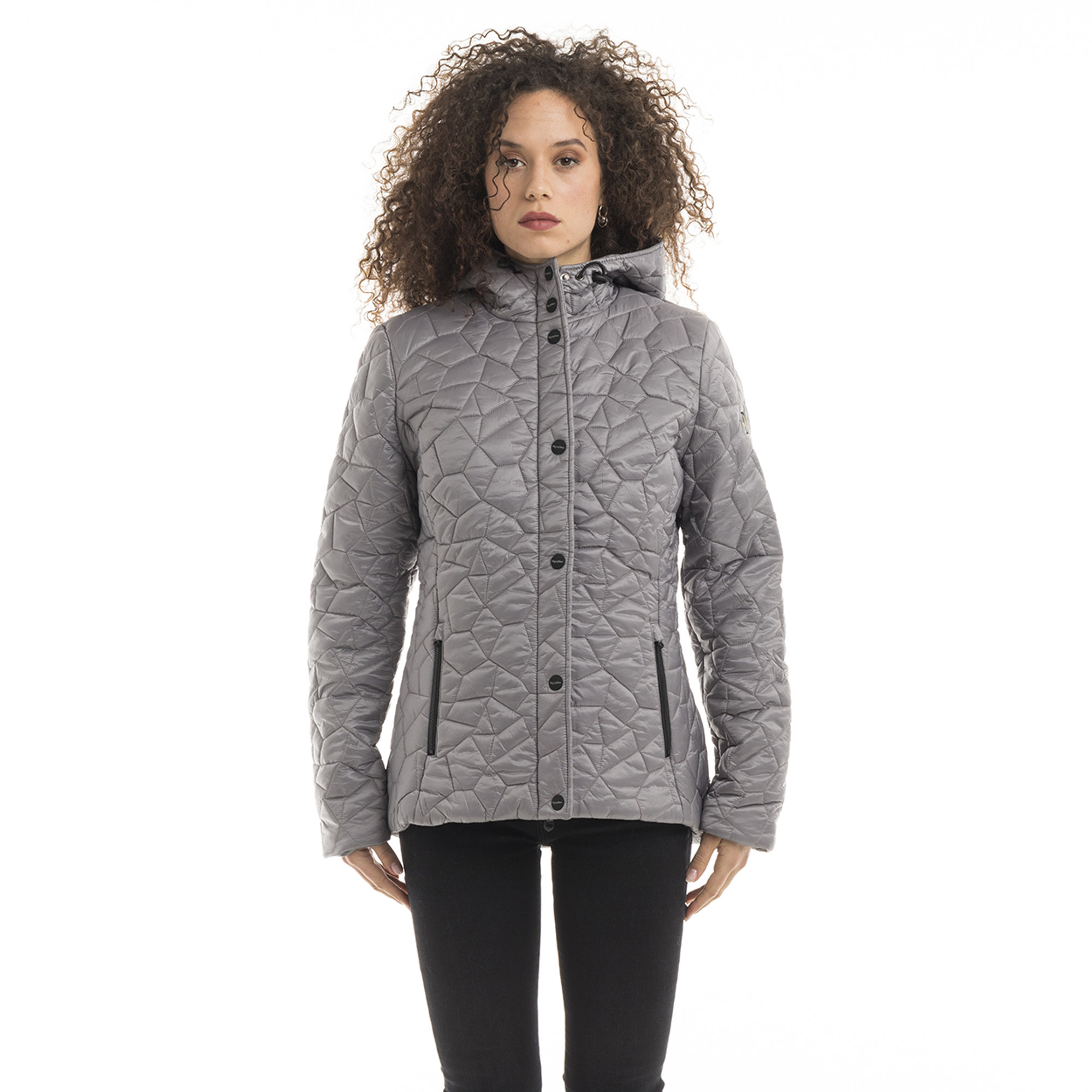 Piumino corto Elise 1 con cappuccio fisso grigio Refrigiwear vista0