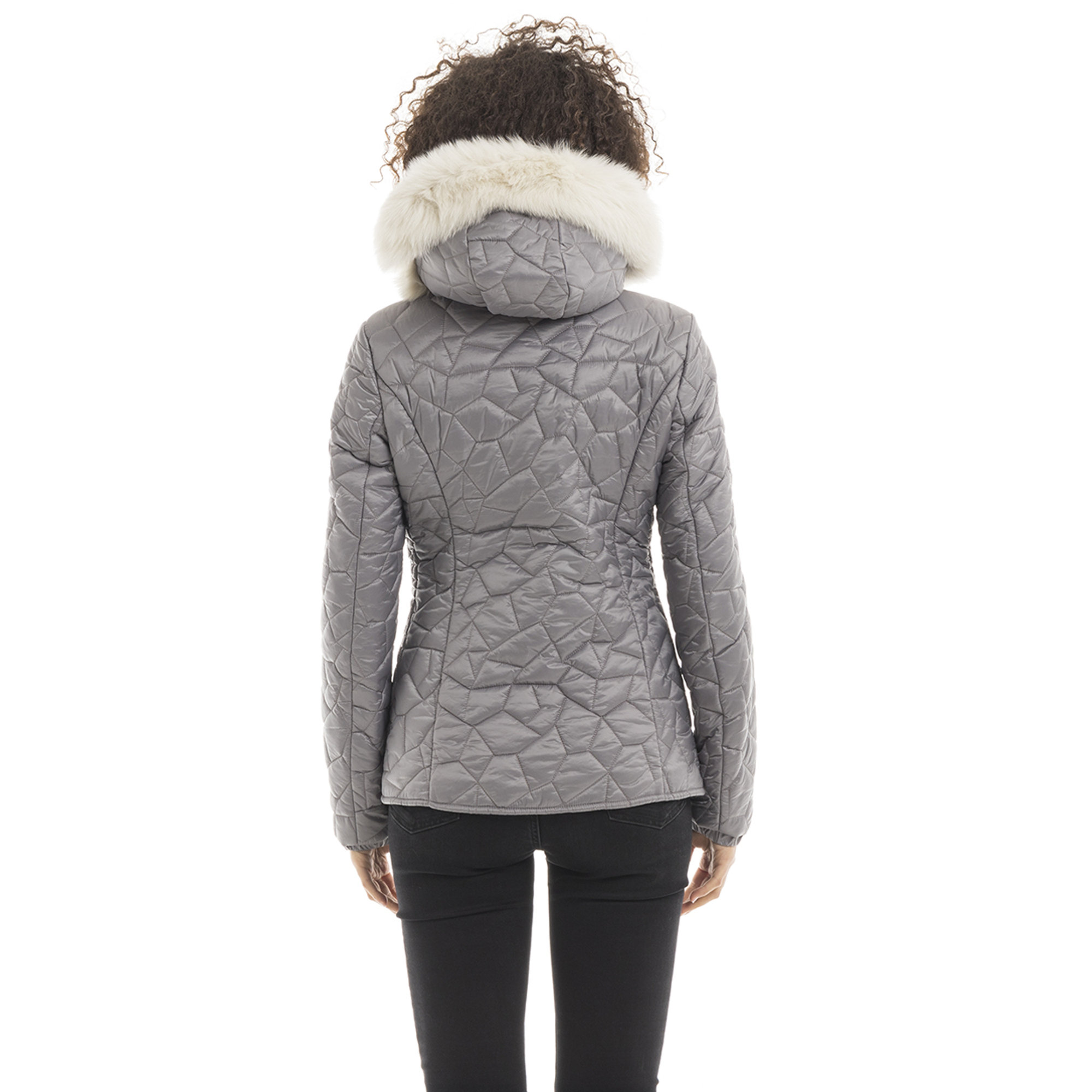 Piumino corto Geena con cappuccio,grigio Refrigiwear vista1
