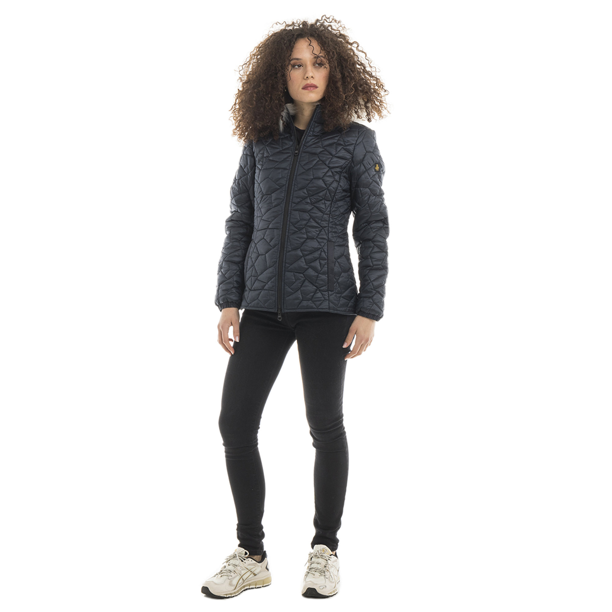 Piumino corto Geena con cappuccio blu Refrigiwear vista2
