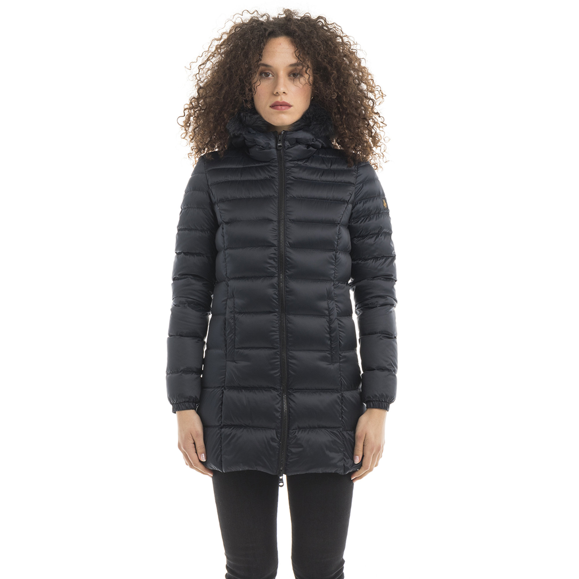 Piumino con cappuccio bordato da pelliccia, blu Refrigiwear vista0
