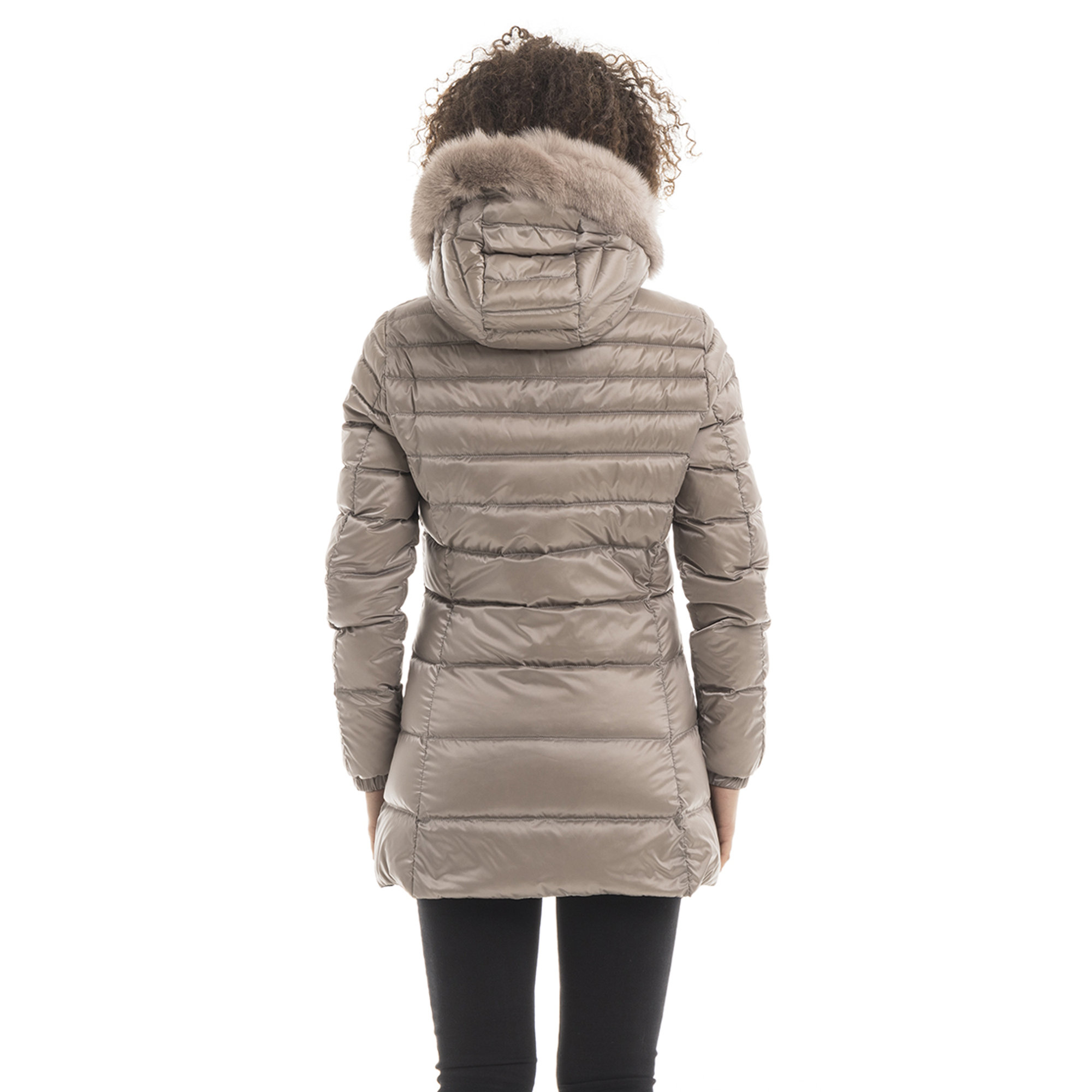 Piumino con cappuccio bordato da pelliccia, beige Refrigiwear vista1