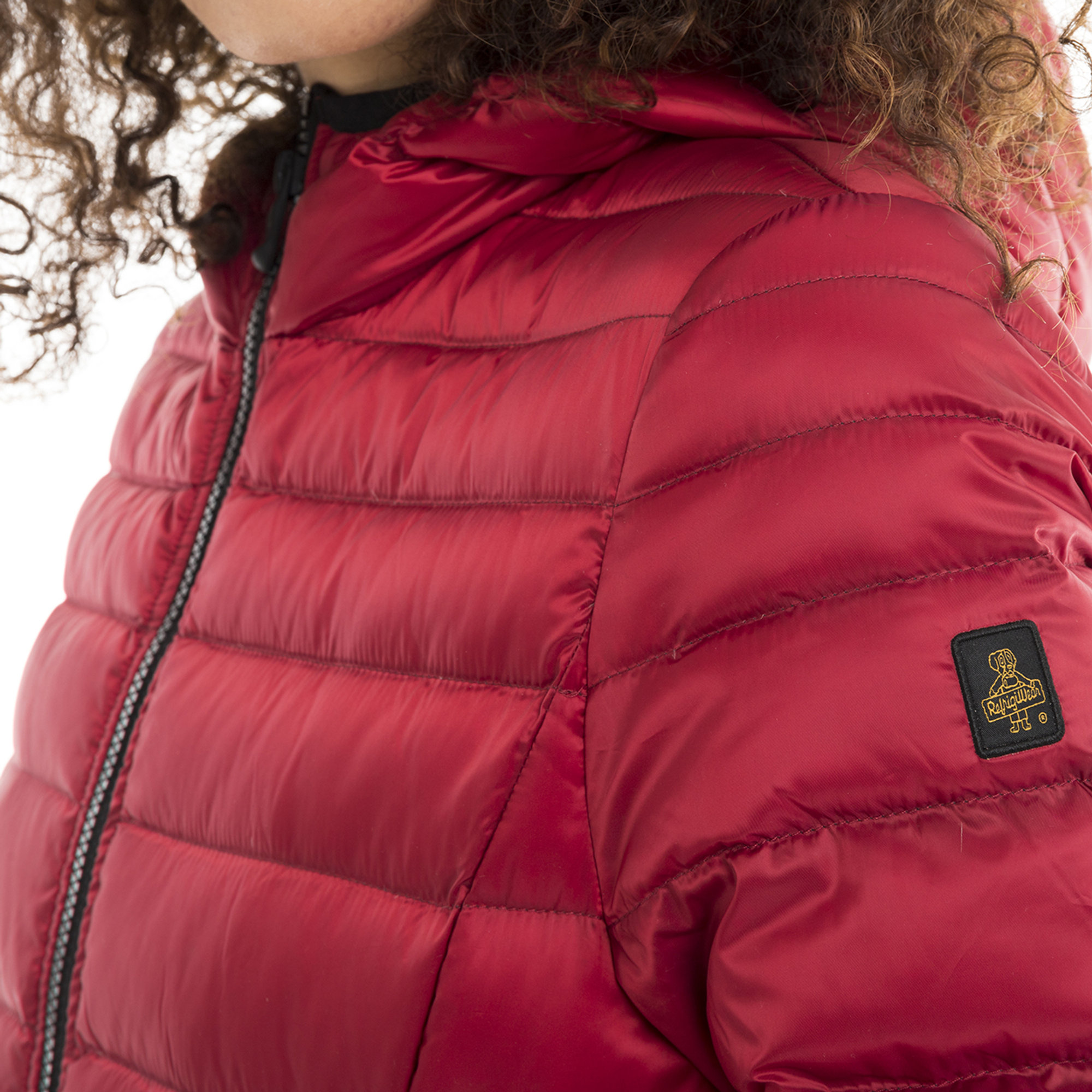 Piumino Long mead jacket con cappuccio rosso ciliegia Refrigiwear vista3
