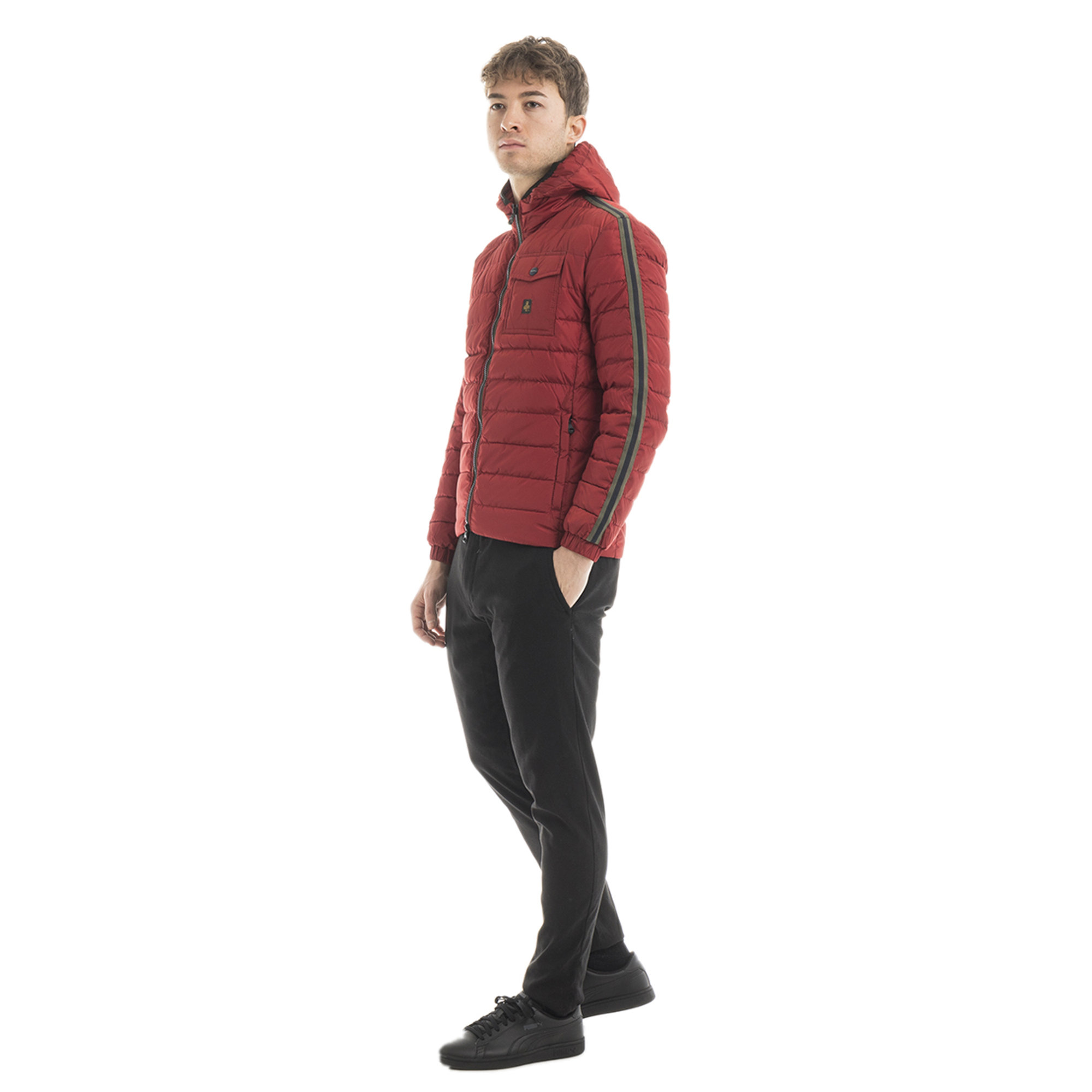Piumino Stripe con cappuccio fisso bordeaux Refrigiwear vista2