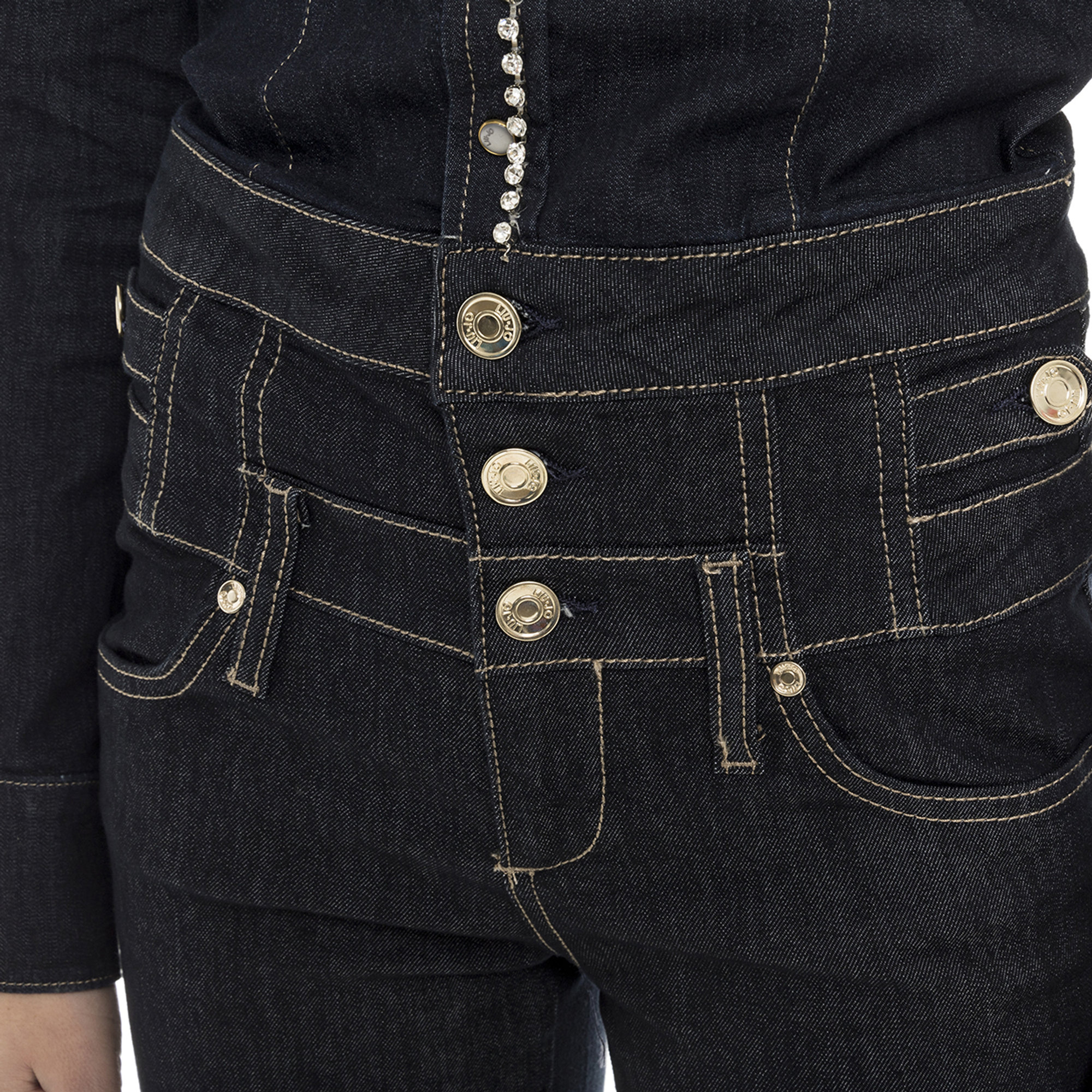 Tuta in jeans con strass blu Liu Jo vista3