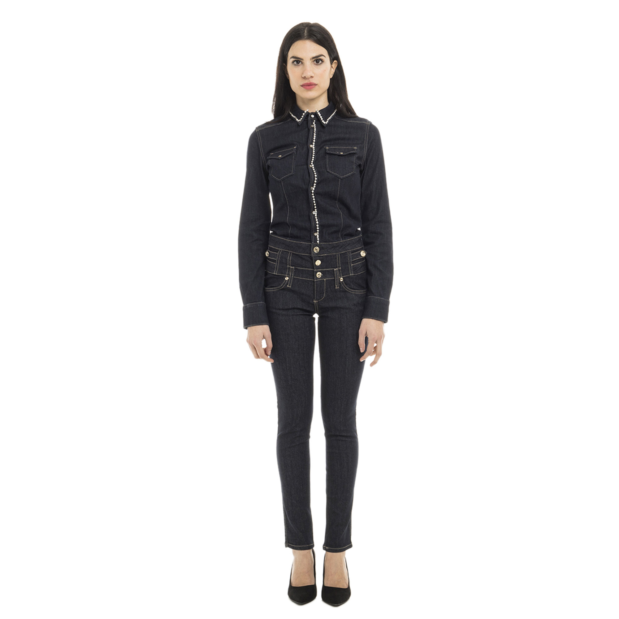 Tuta in jeans con strass blu Liu Jo vista0