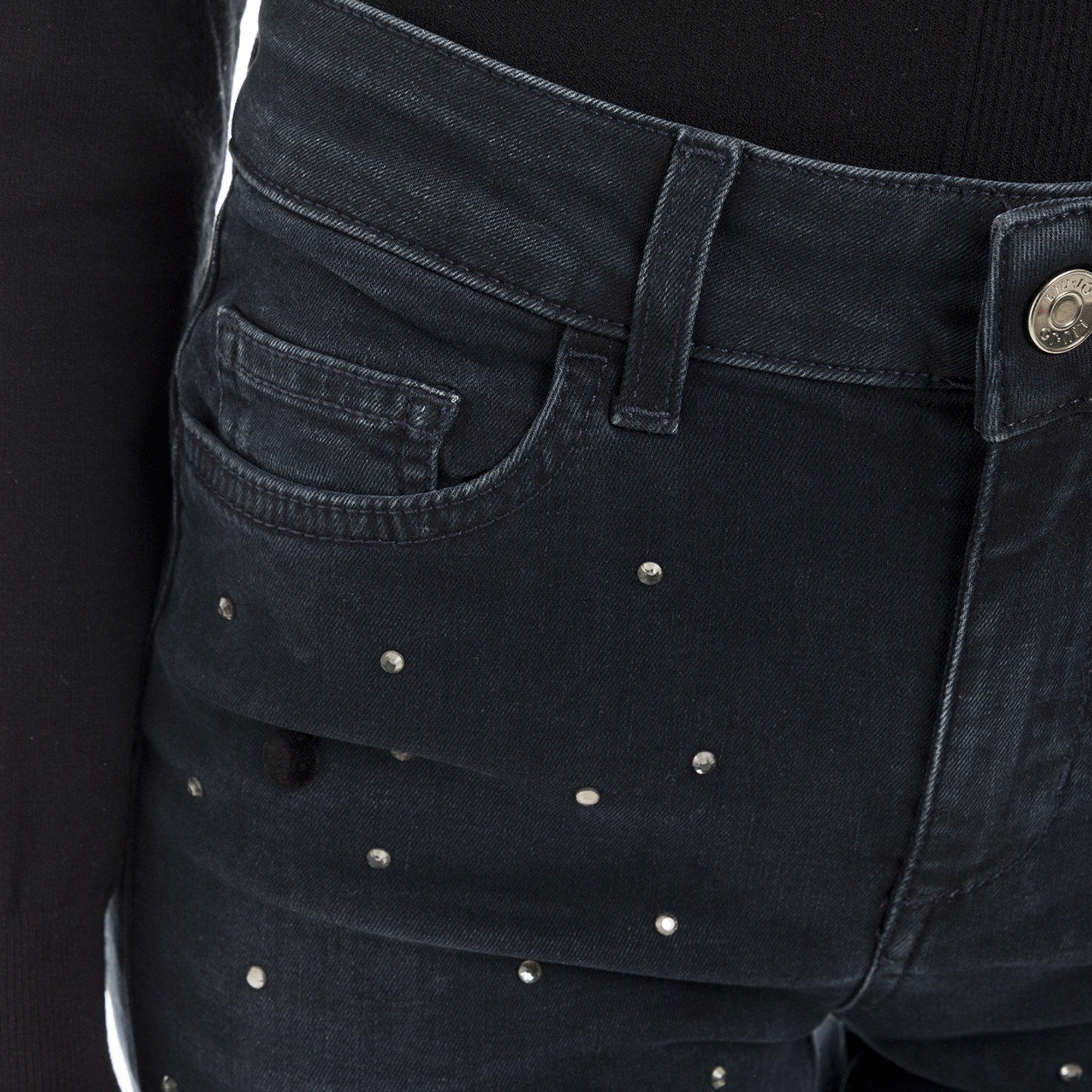 Jeans skinny con strass neri Liu Jo vista3