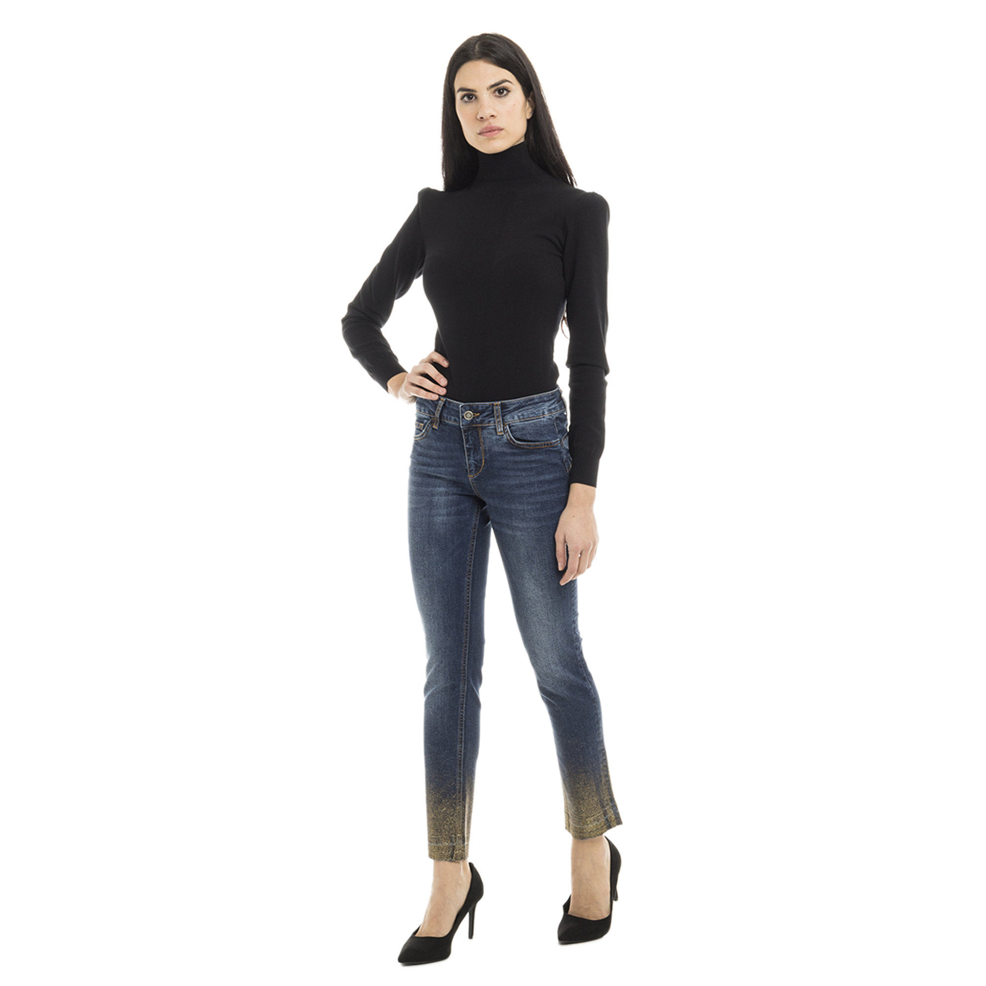 Jeans con glitter oro al fondo Liu Jo vista1