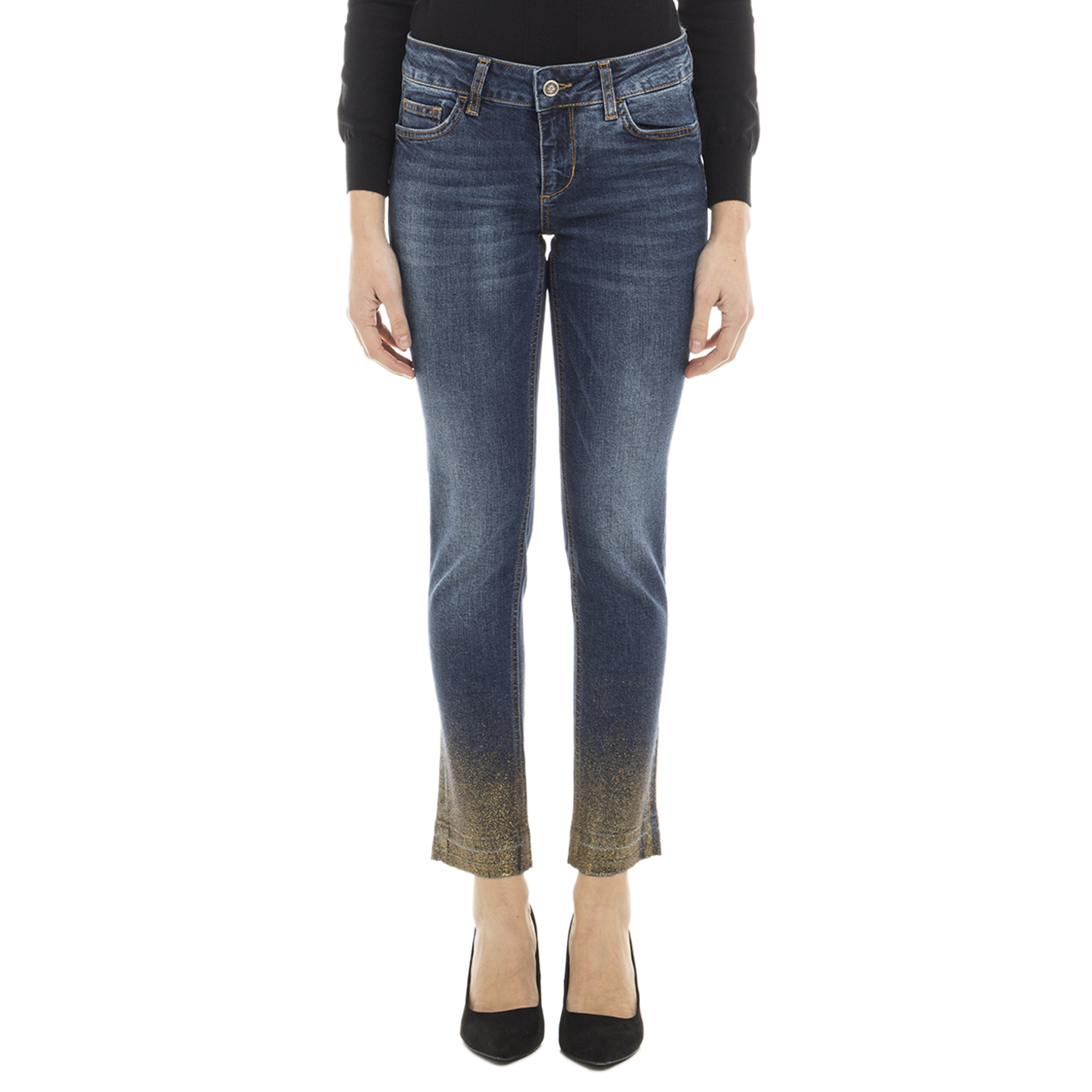 Jeans con glitter oro al fondo Liu Jo vista0