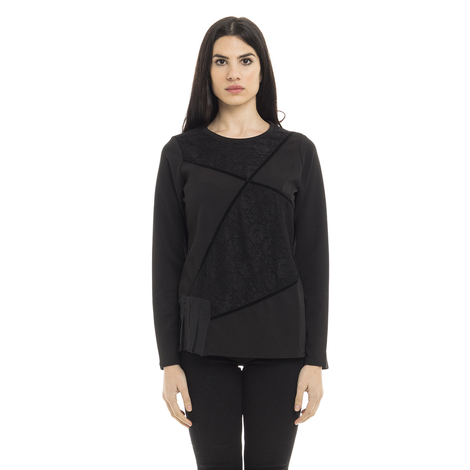 Maglia in patchwork di pizzo nera Liu Jo vista0