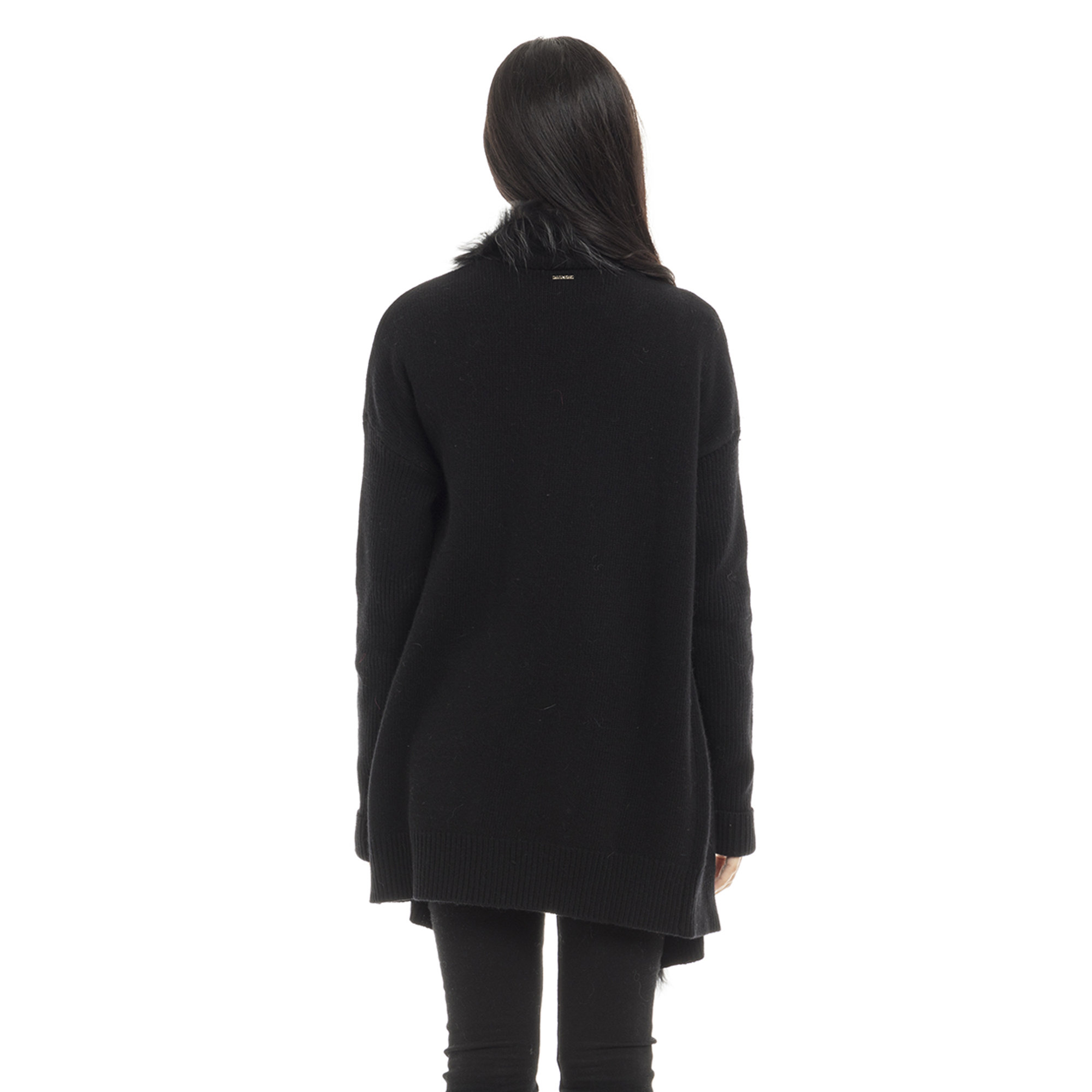 Cardigan bordato in pelliccia nero Liu Jo vista2