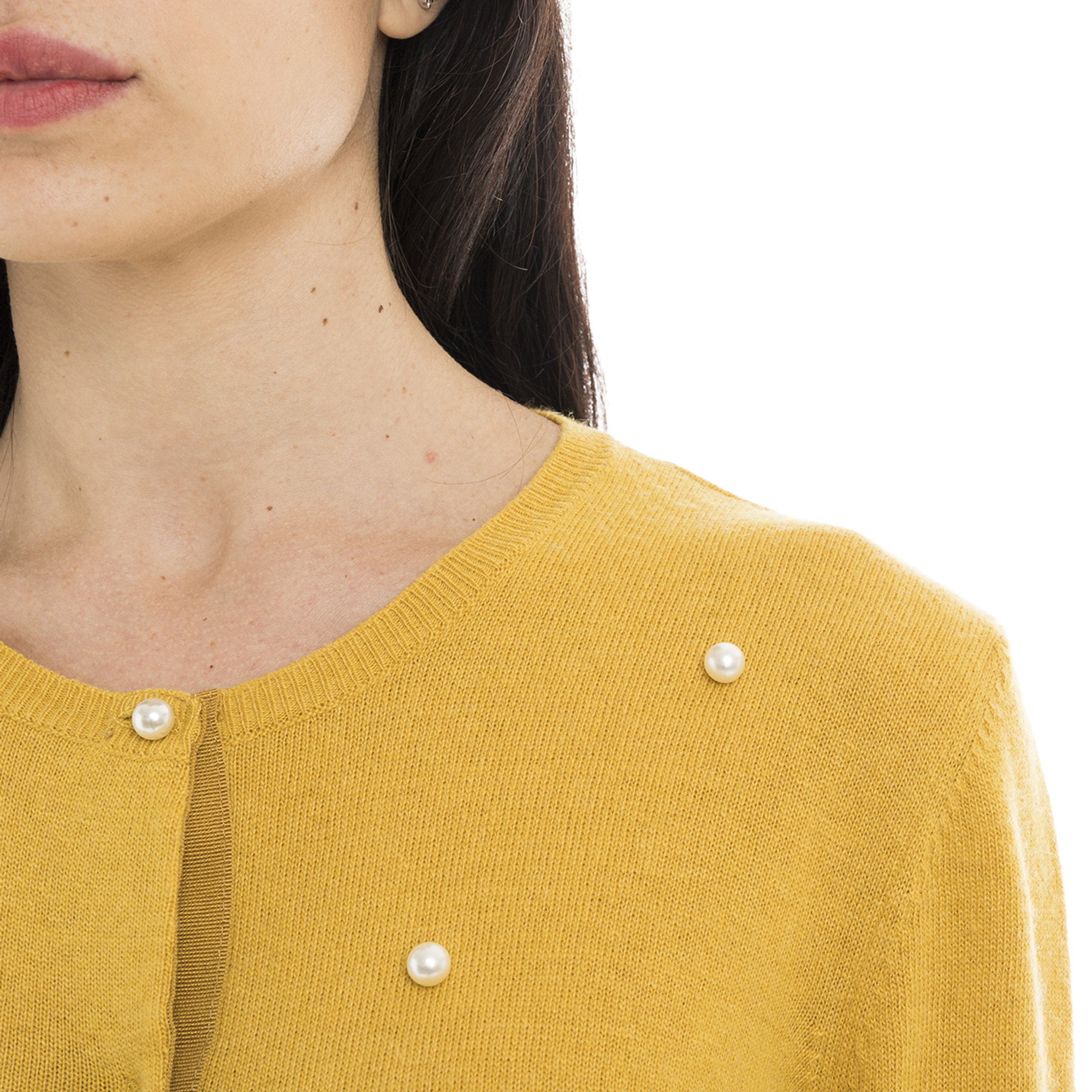 Cardigan con perle giallo ocra Liu Jo vista3