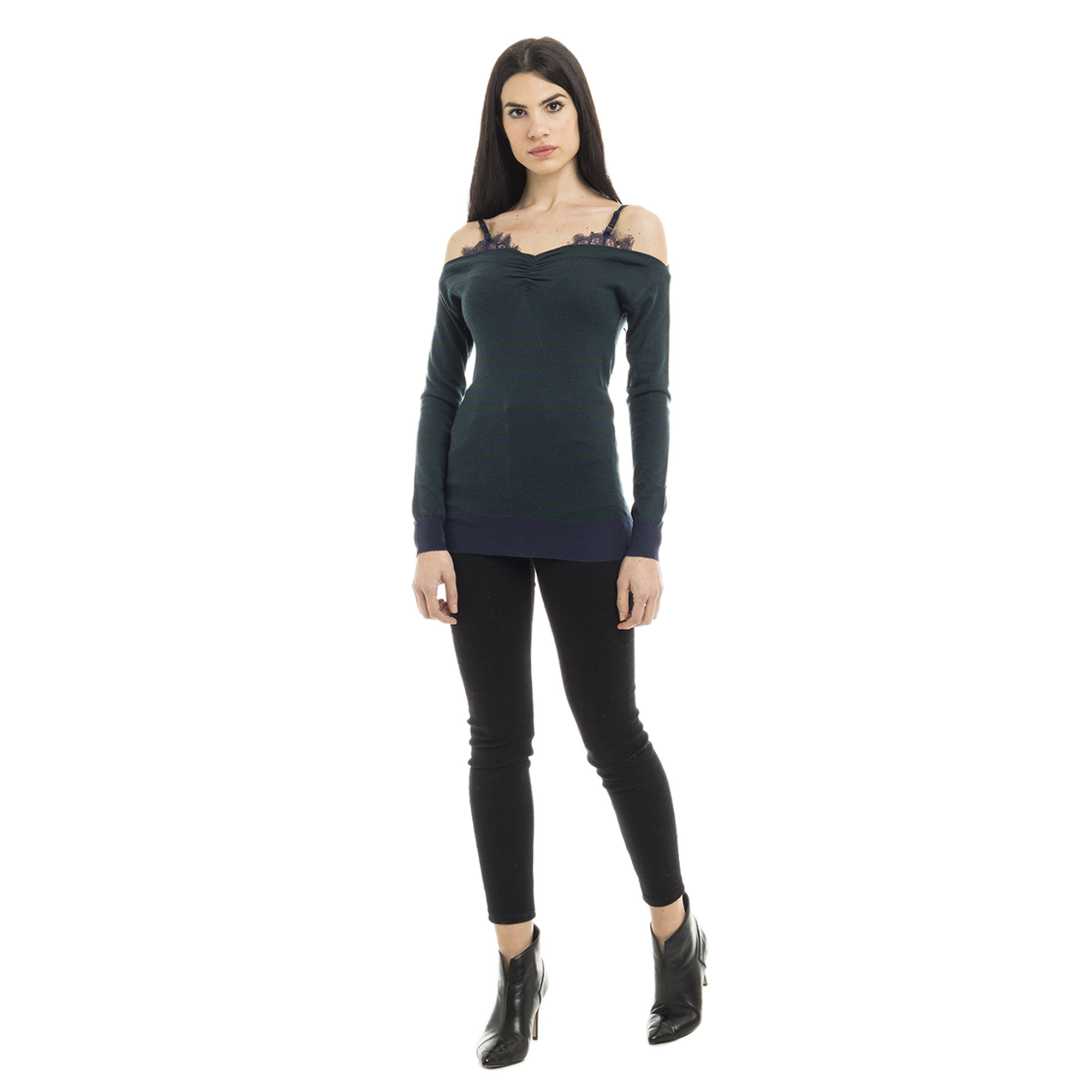 Maglia a righe blu e verde foresta Liu Jo vista1