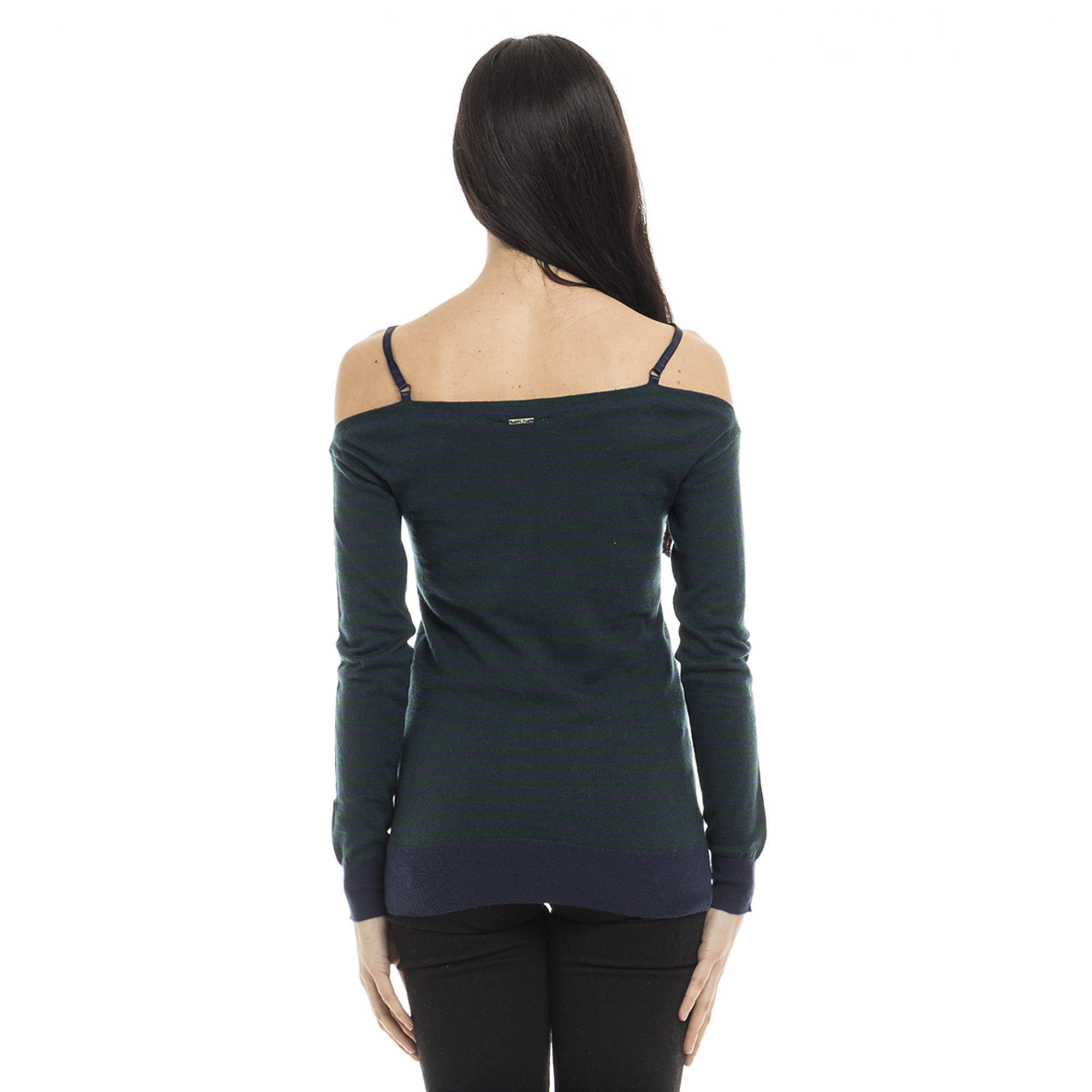 Maglia a righe blu e verde foresta Liu Jo vista2