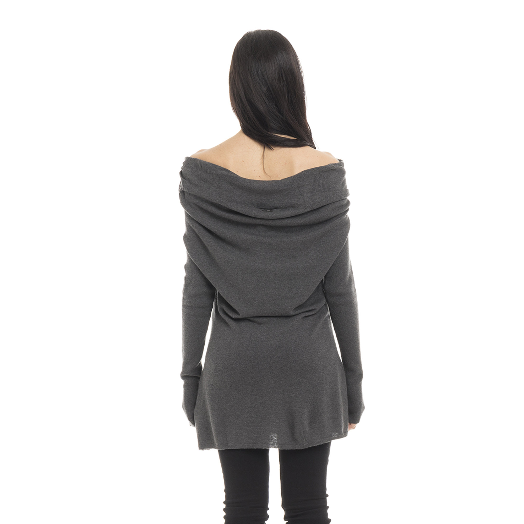 Maxi maglia scollo Bardot grigio melange Liu Jo vista2