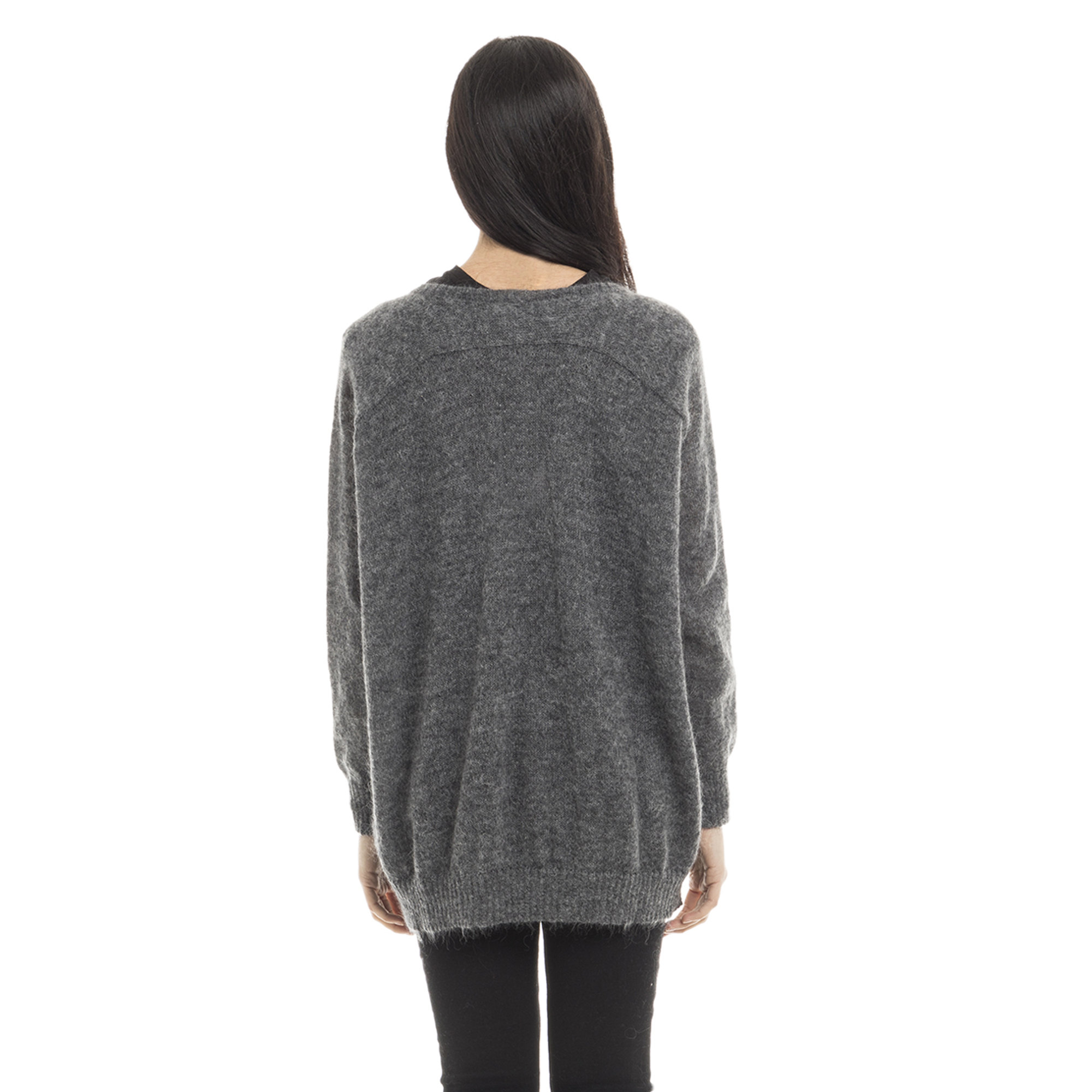 Maxi cardigan grigio scuro melange Liu Jo vista2