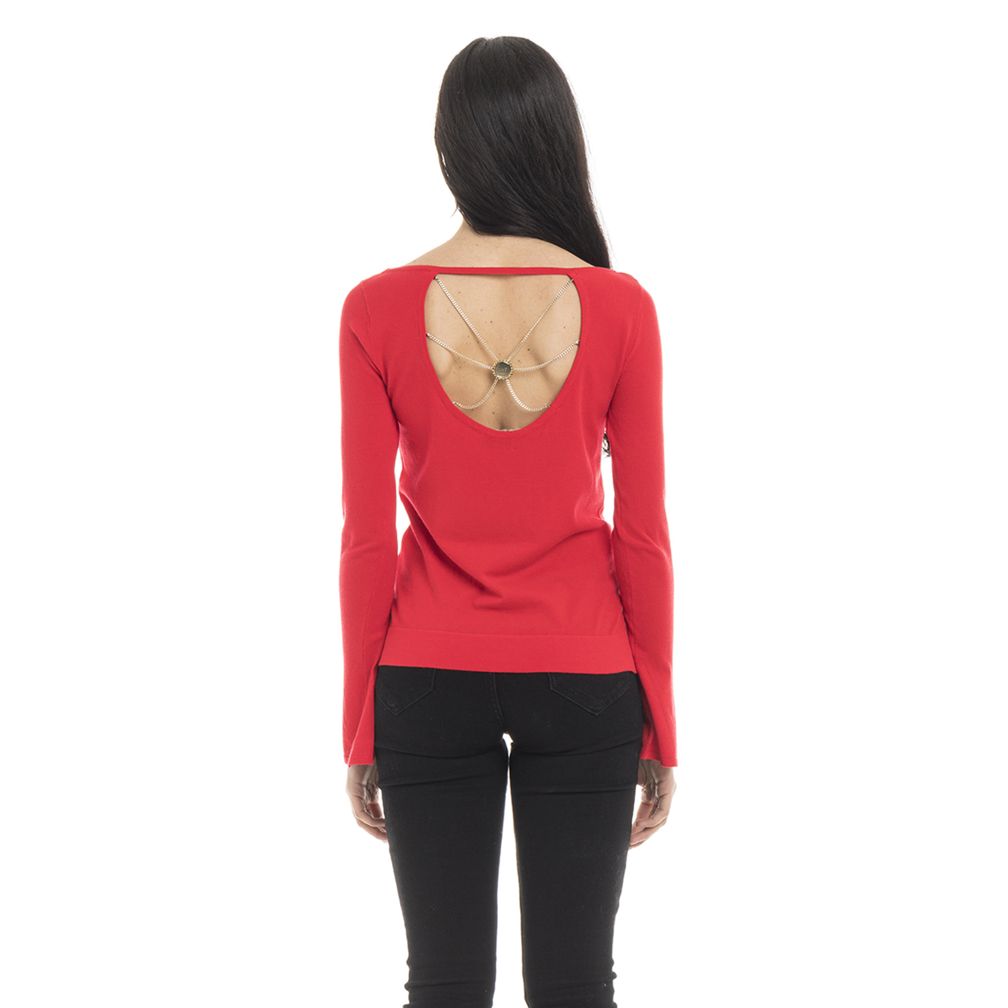 Maglia con dettaglio gioiello rossa Liu Jo vista2
