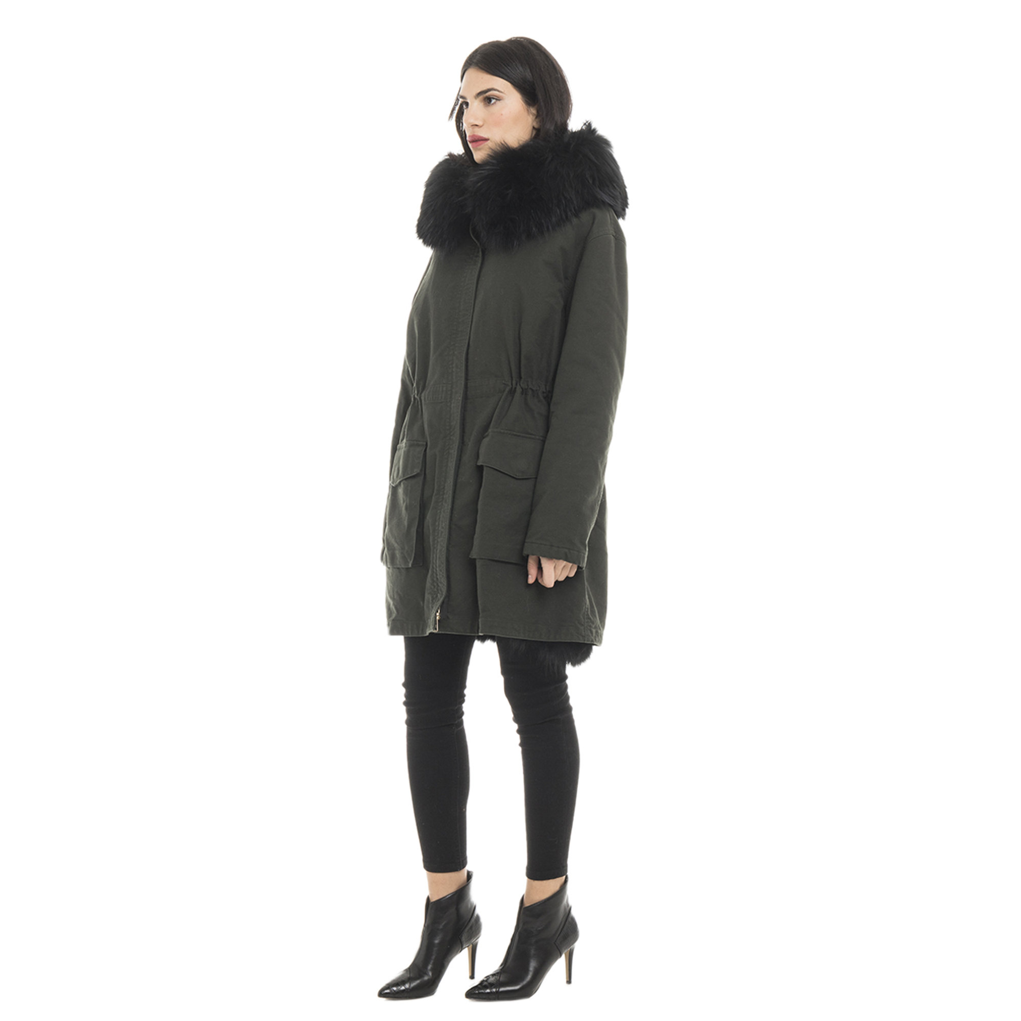 Parka con vera pelliccia verde scuro Liu Jo vista1