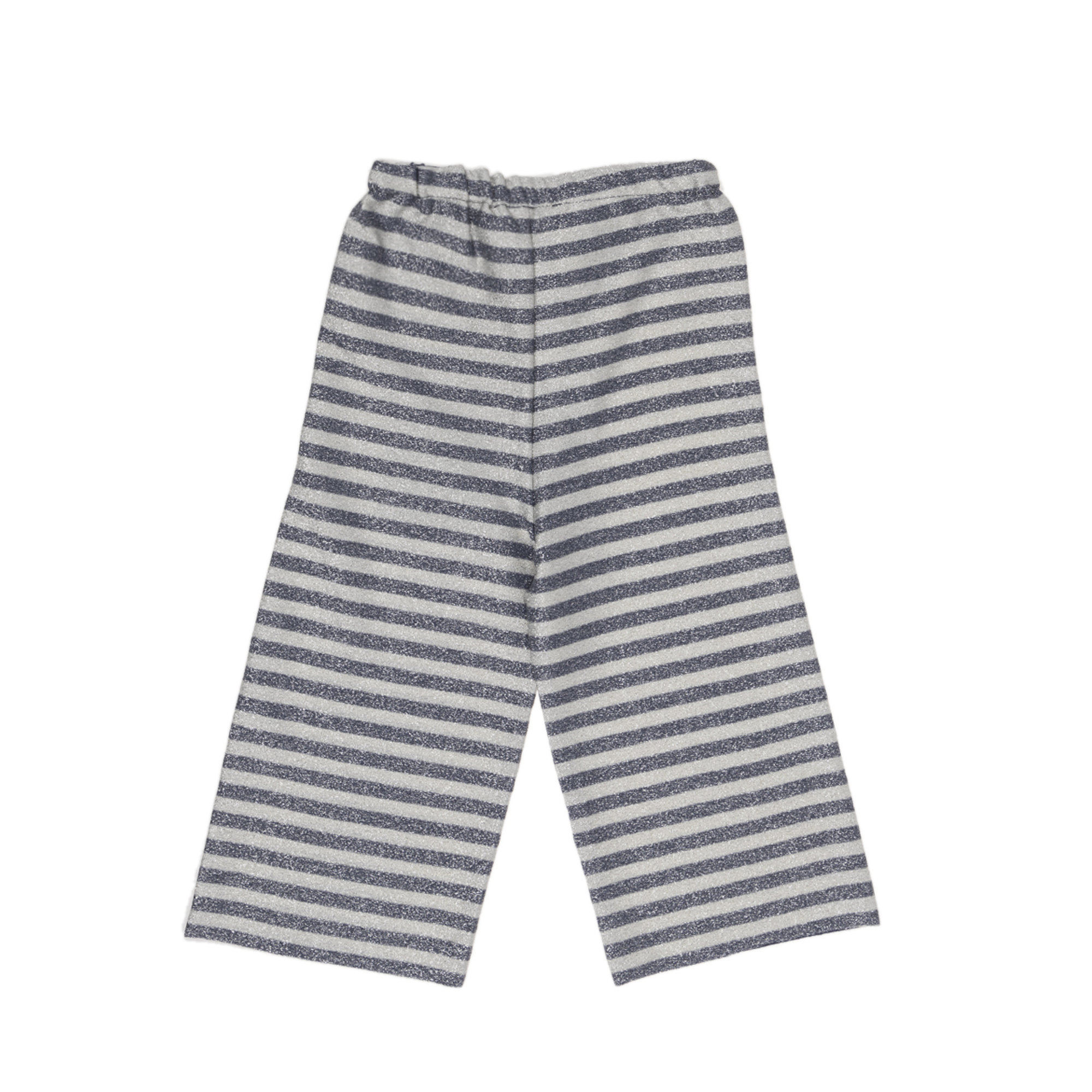Pantalone largo a righe lurex blu e bianche DOUUOD vista1