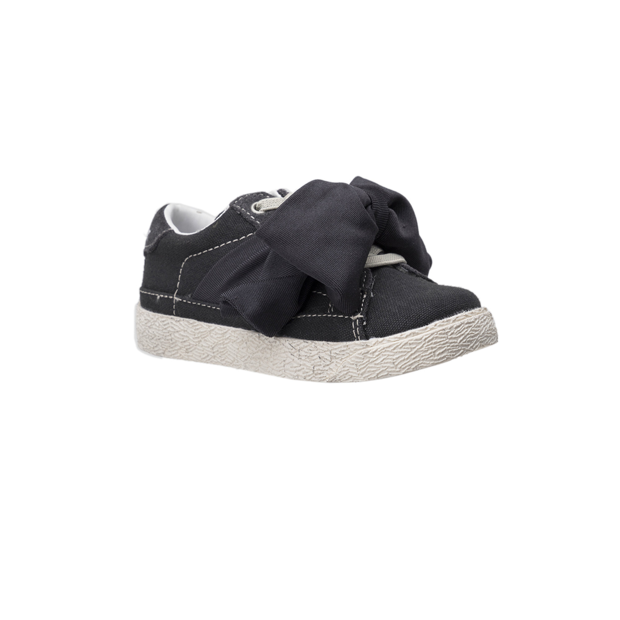 Sneakers bimba in canvas grigio con fiocco DOUUOD vista1