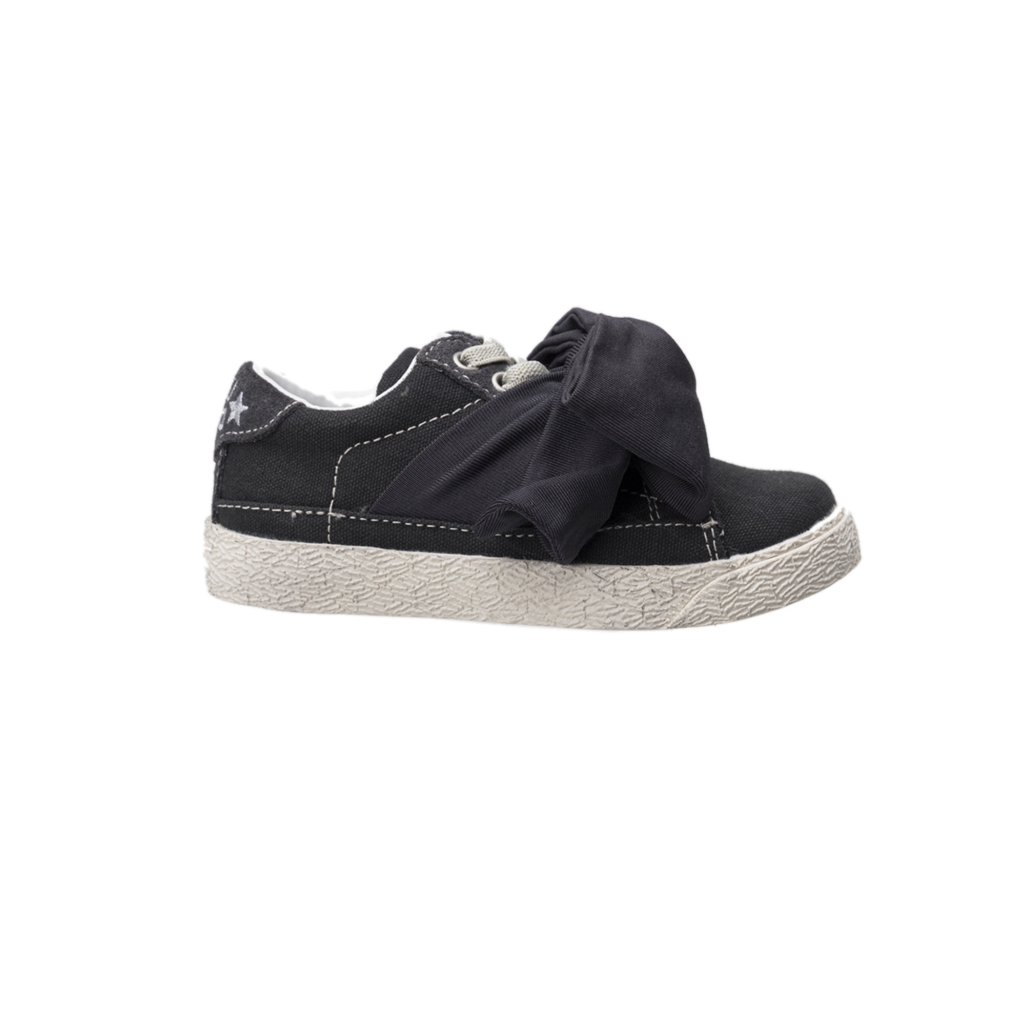 Sneakers bimba in canvas grigio con fiocco DOUUOD vista0