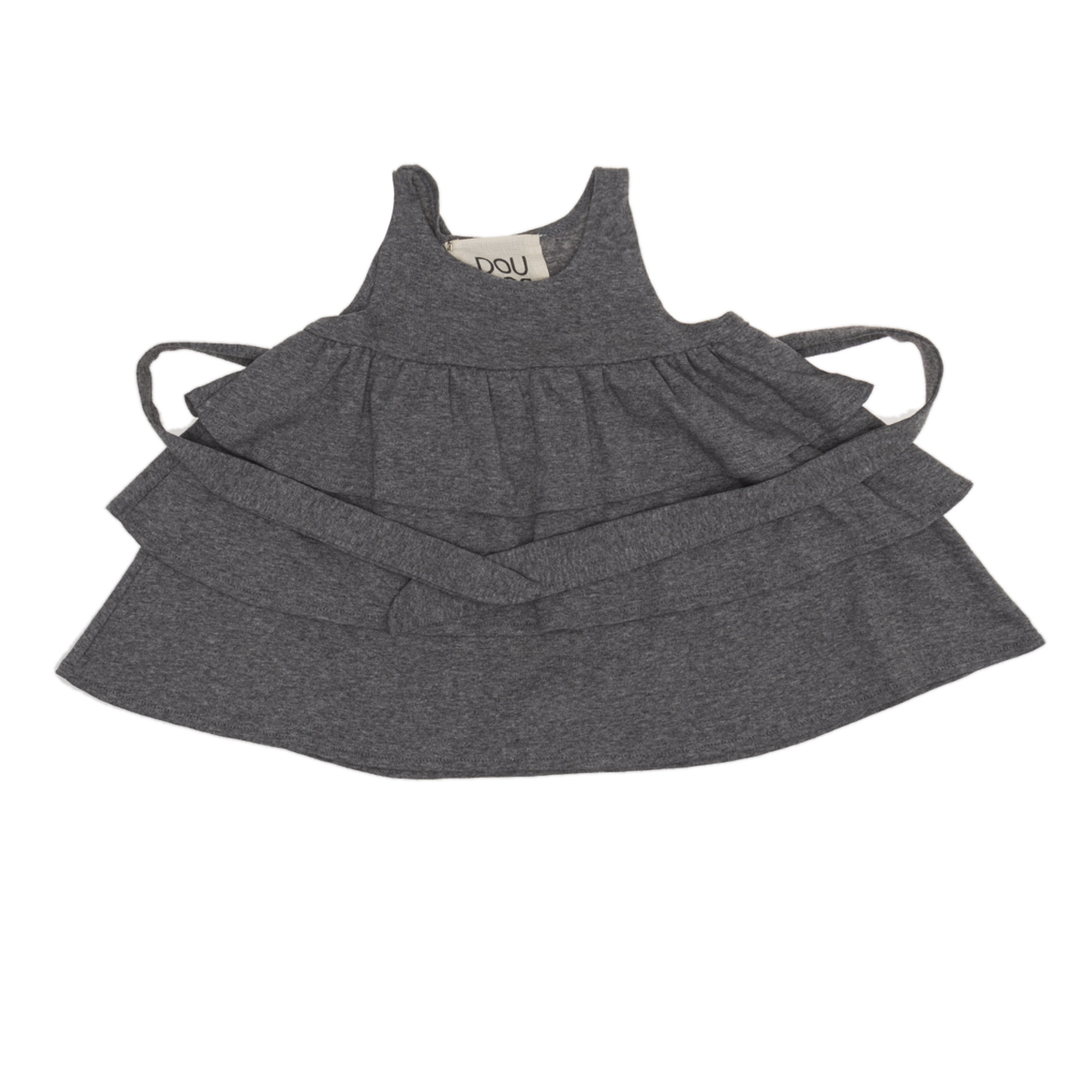 Top in cotone grigio con frappe DOUUOD vista0